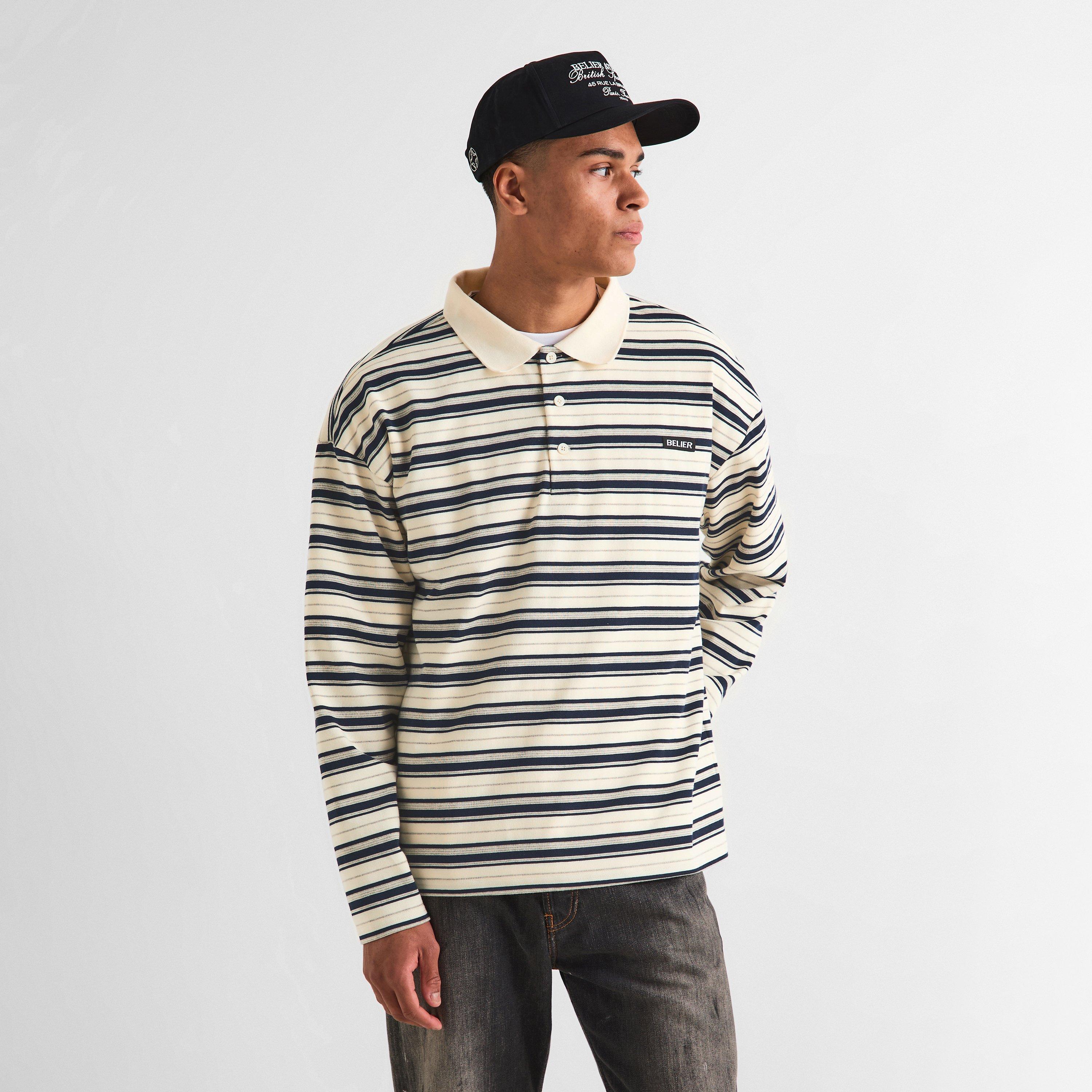 Ecru/Navy - BELIER - BELIER Stripe LS Pol Sn63 - 3