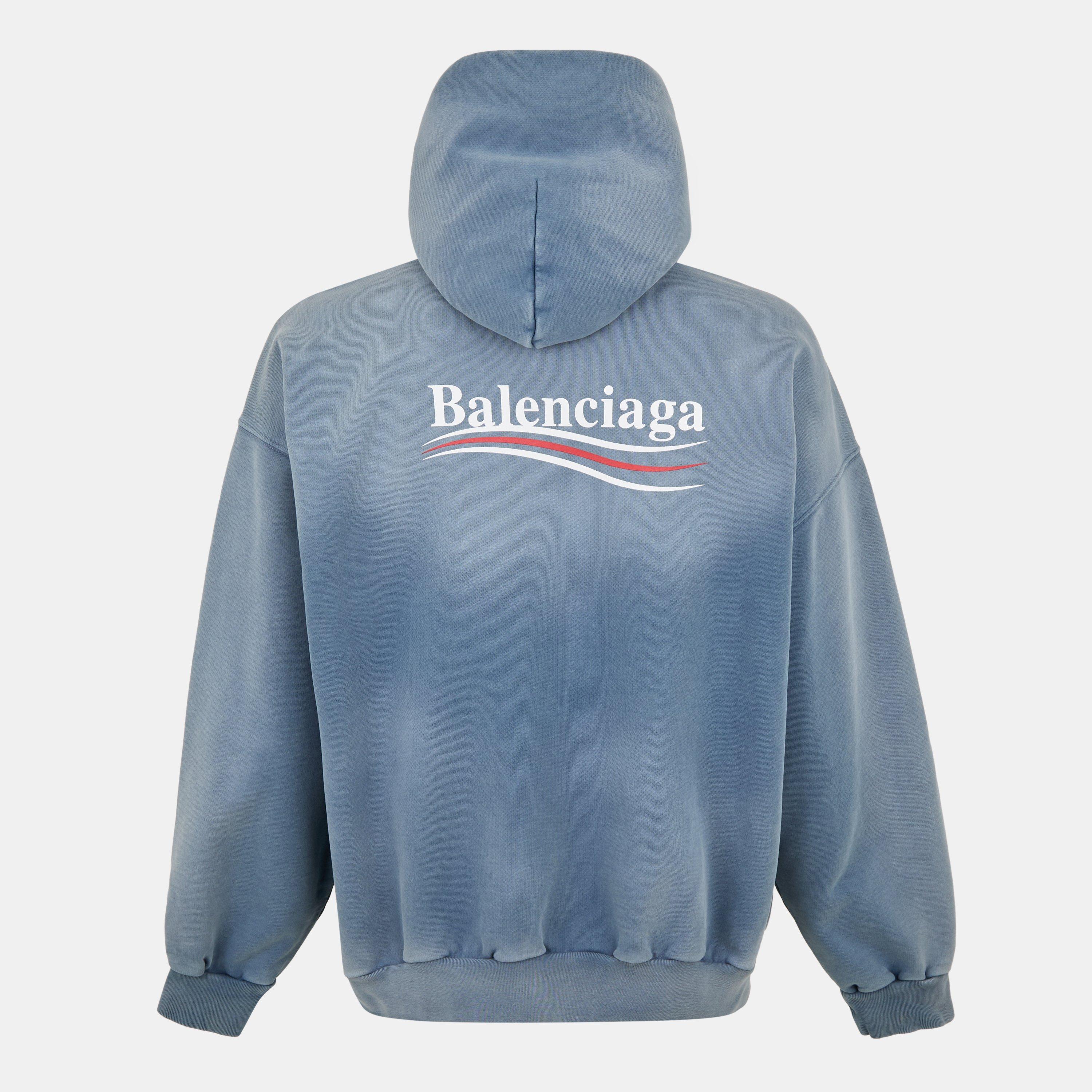 Faded Blue - Balenciaga - Logo Political Hoodie - 2