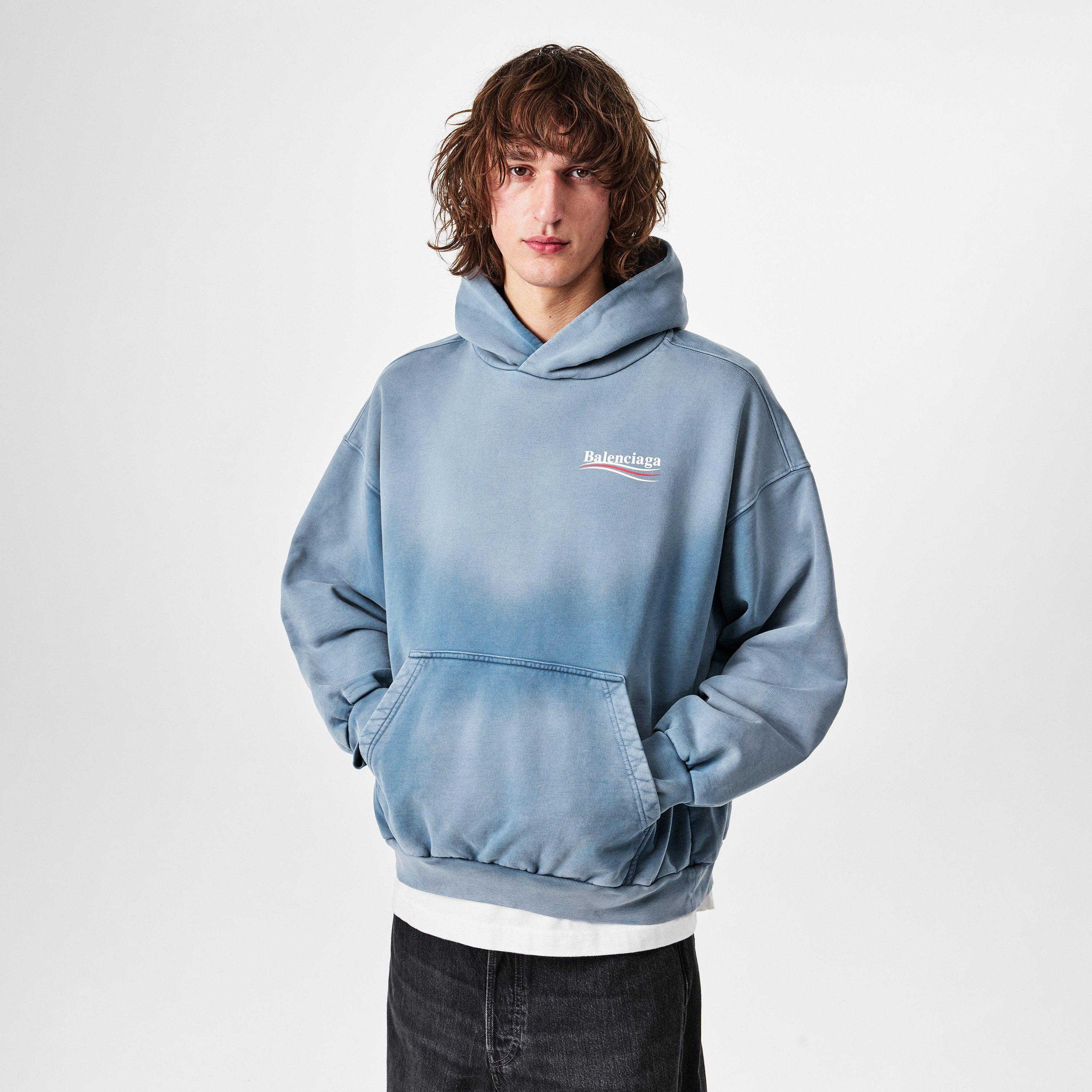 Faded Blue - Balenciaga - Logo Political Hoodie - 3