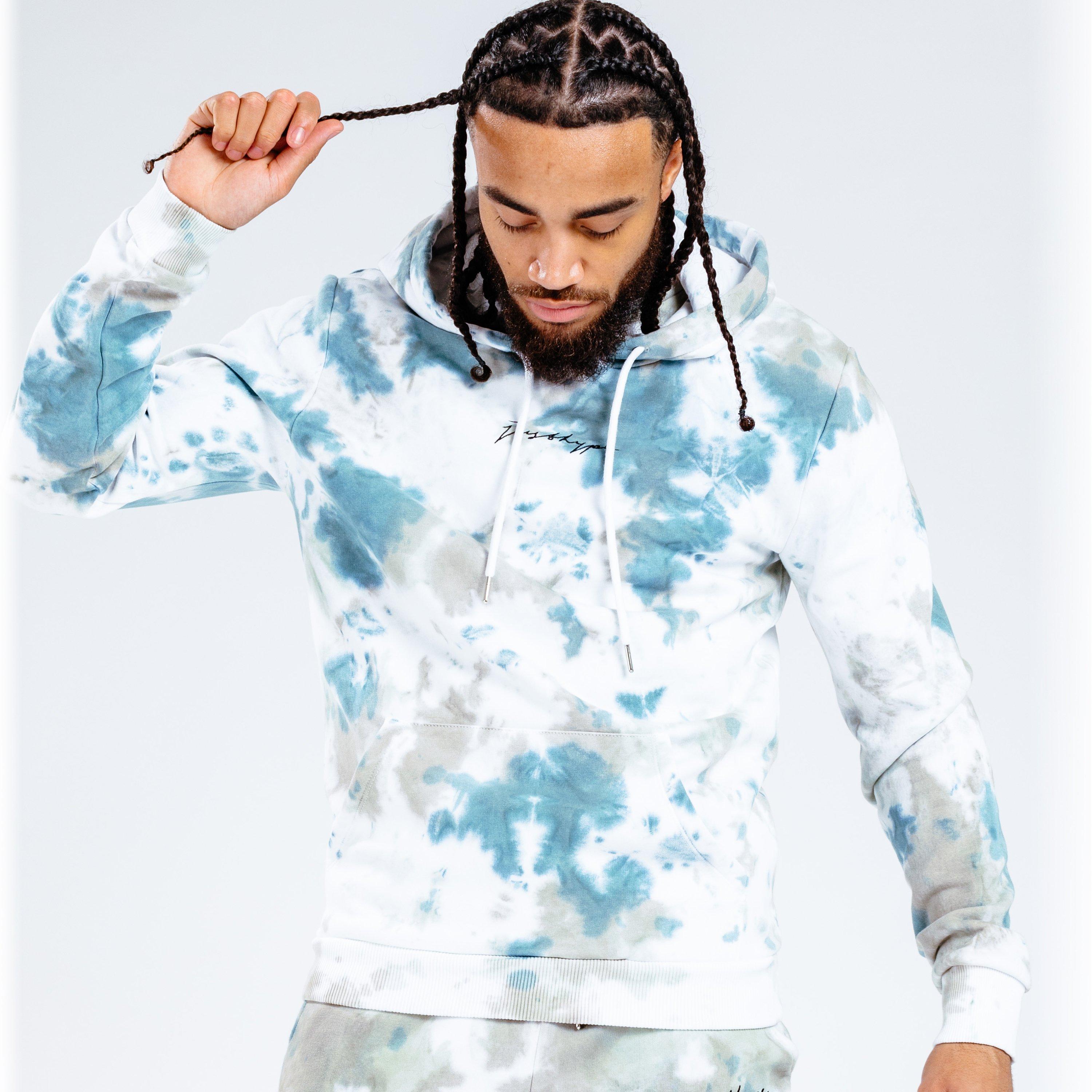 Kaki - Hype - Khaki Tie Dye Scribble Logo Men's Hoodie - 2