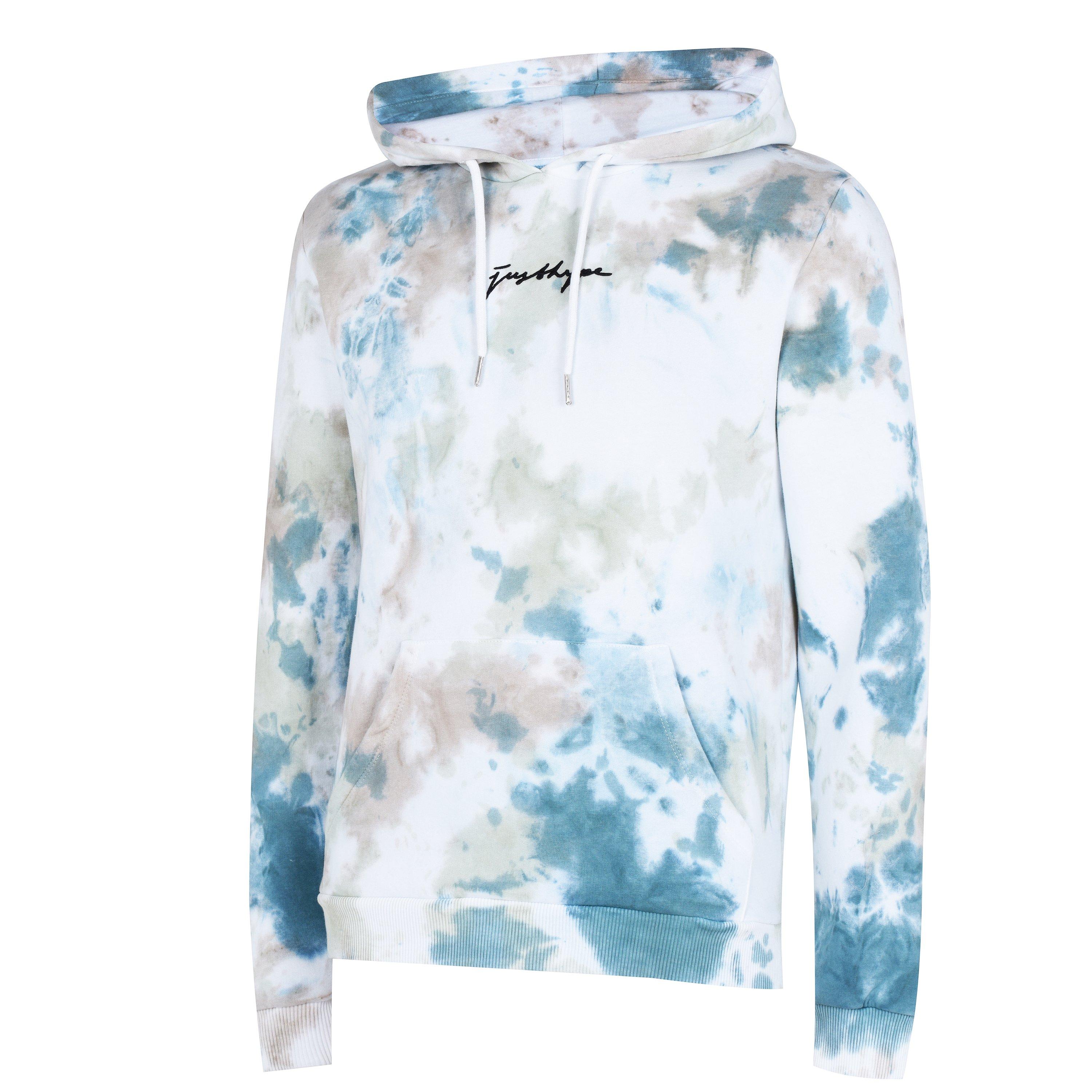 Kaki - Hype - Khaki Tie Dye Scribble Logo Men's Hoodie - 6