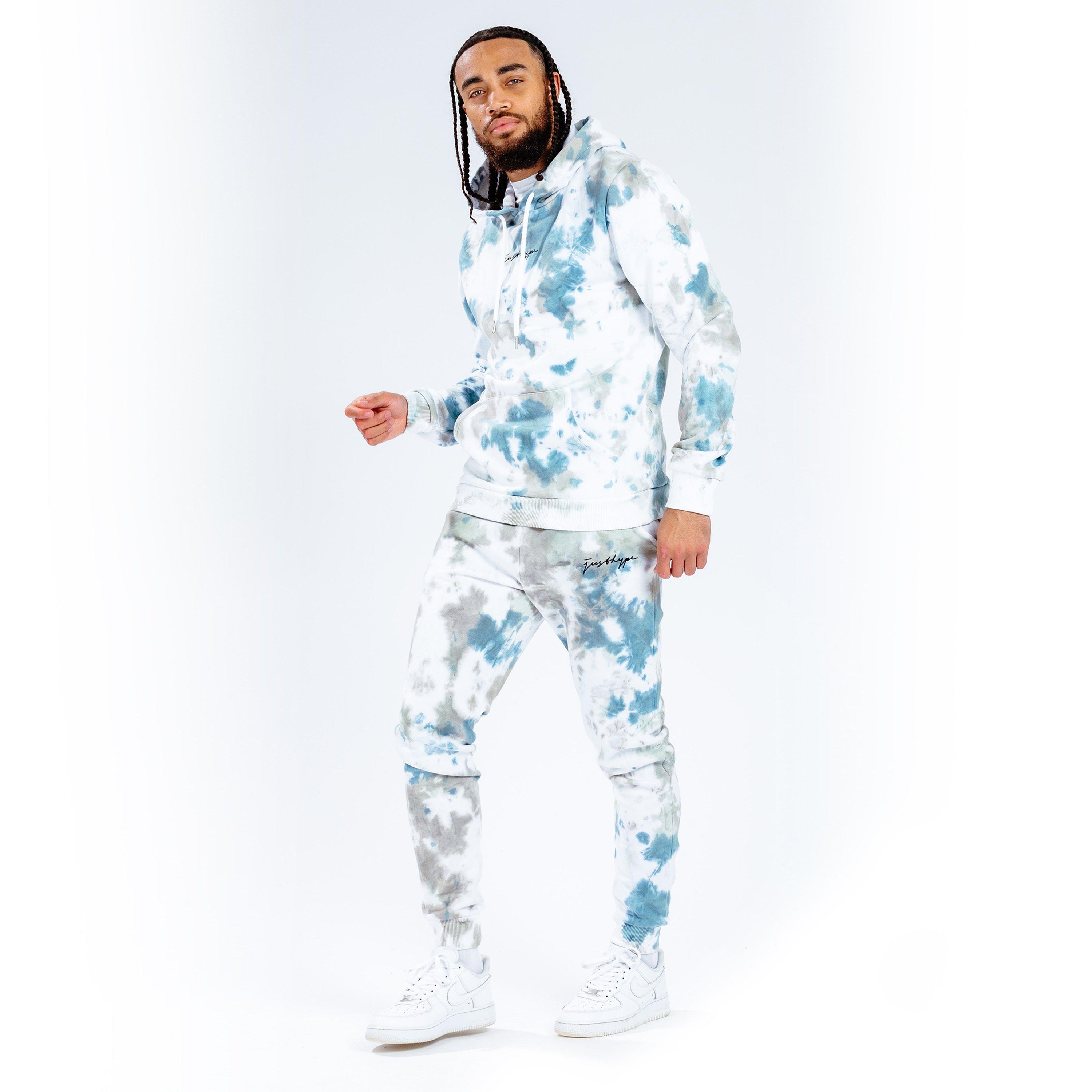 Kaki - Hype - Khaki Tie Dye Scribble Logo Men's Hoodie - 3