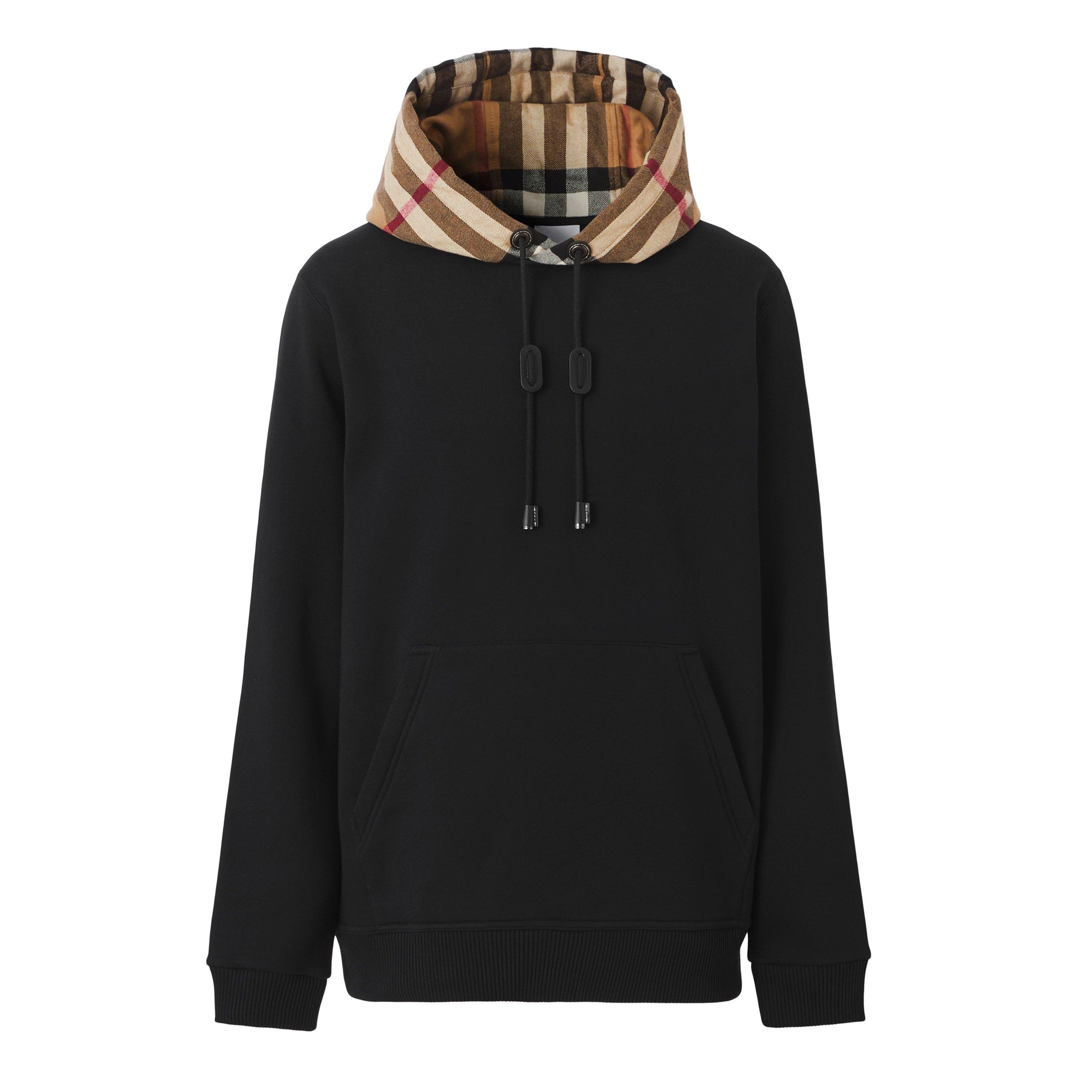 Black A1189 - Burberry - Men's Check Cotton Hoodie - 1