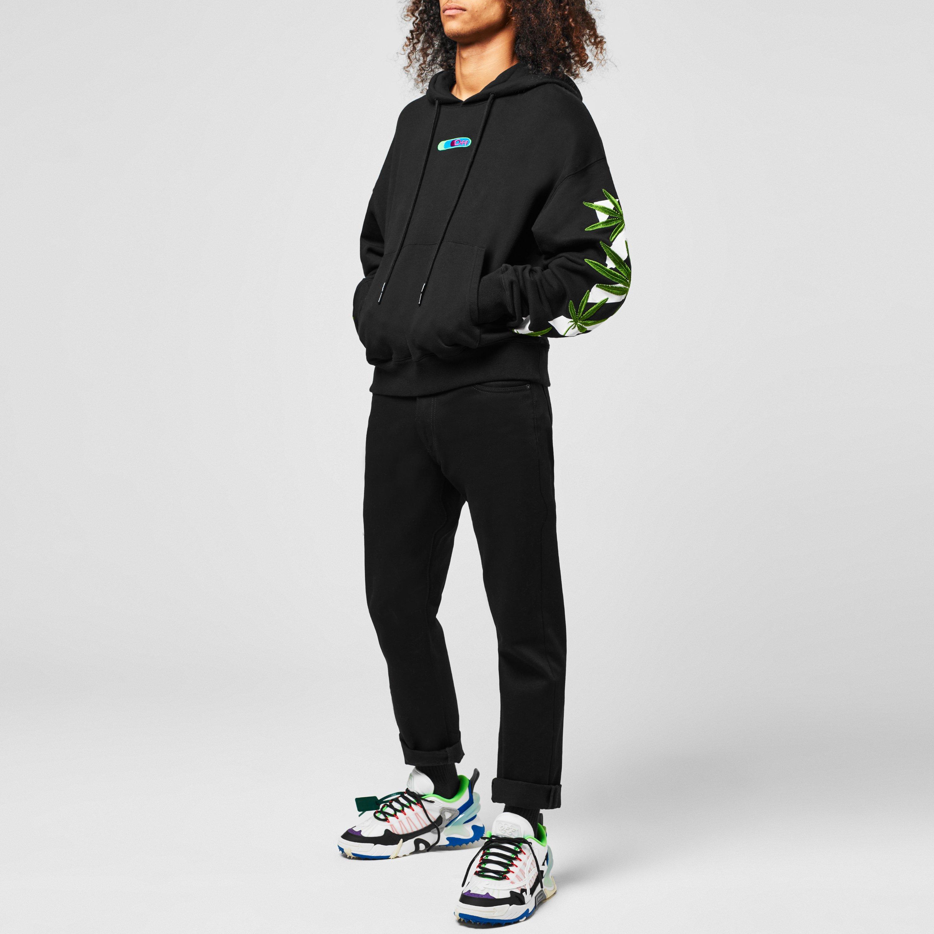 Black 1055 - Off White - Men's Weed Arrows Over The Head Design Hoodie - 2