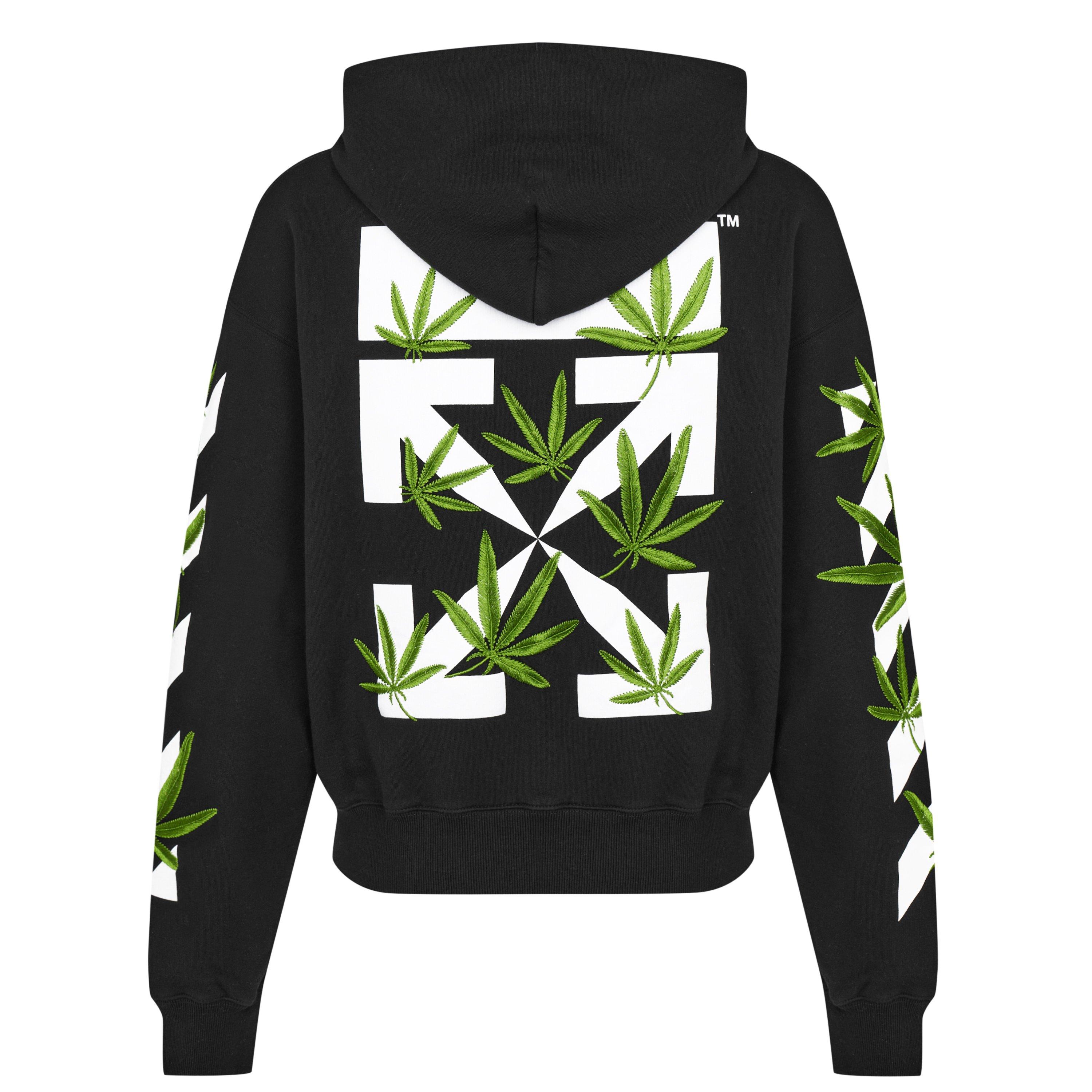 Black 1055 - Off White - Men's Weed Arrows Over The Head Design Hoodie - 5
