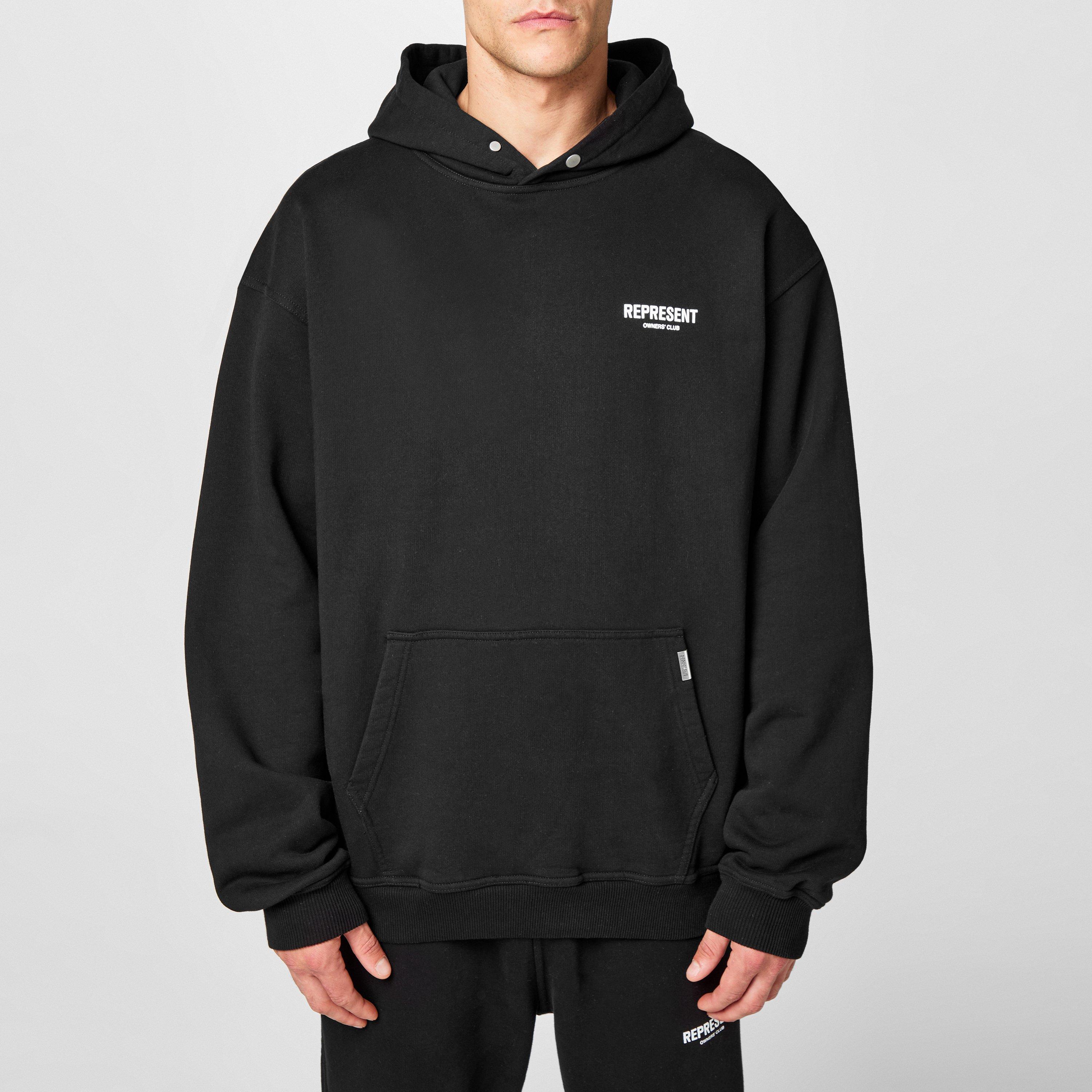 Black 01 - Represent - Men's Owners Club Hooded Sweatshirt, Premium Comfort Oversized Hoodie - 3