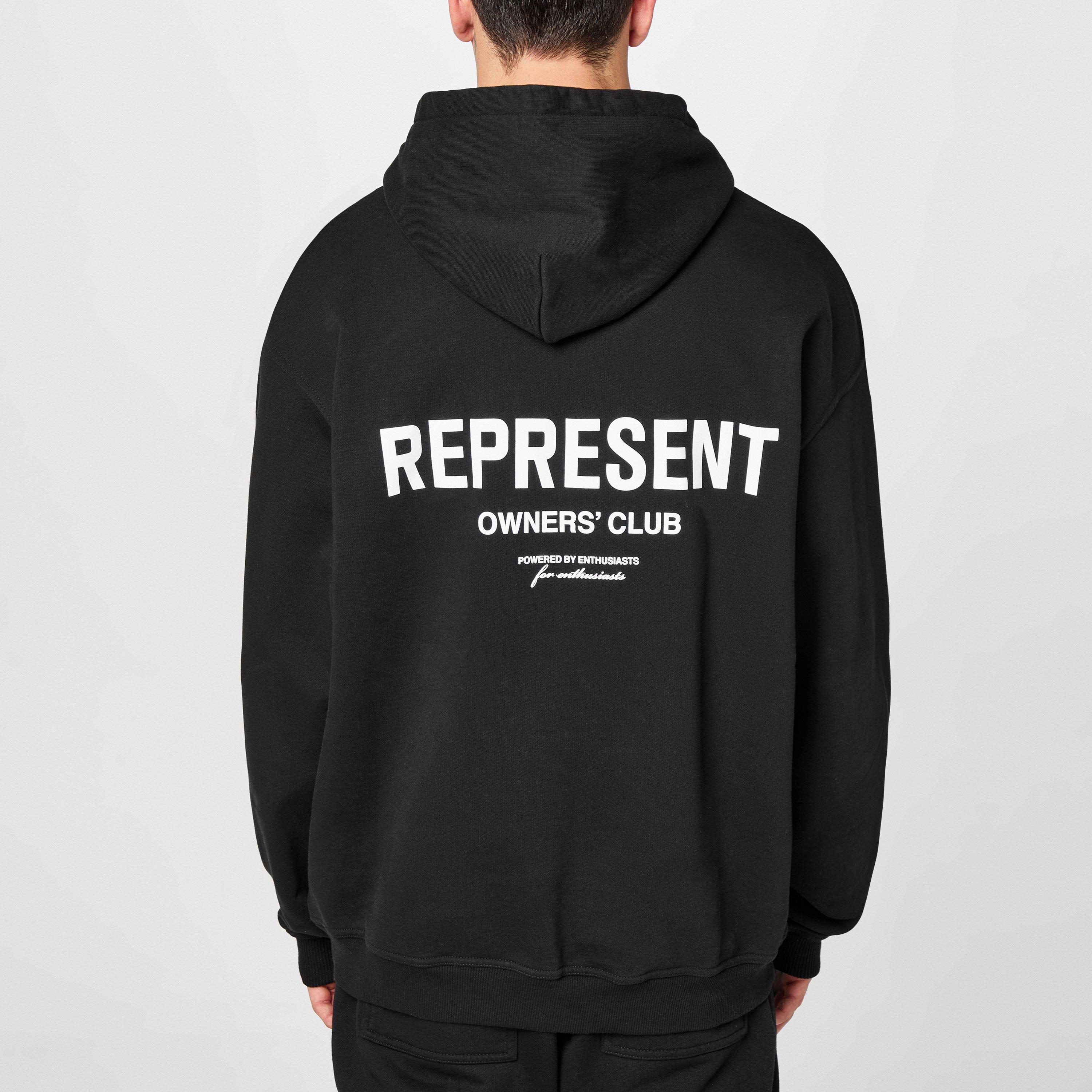 Black 01 - Represent - Men's Owners Club Hooded Sweatshirt, Premium Comfort Oversized Hoodie - 4