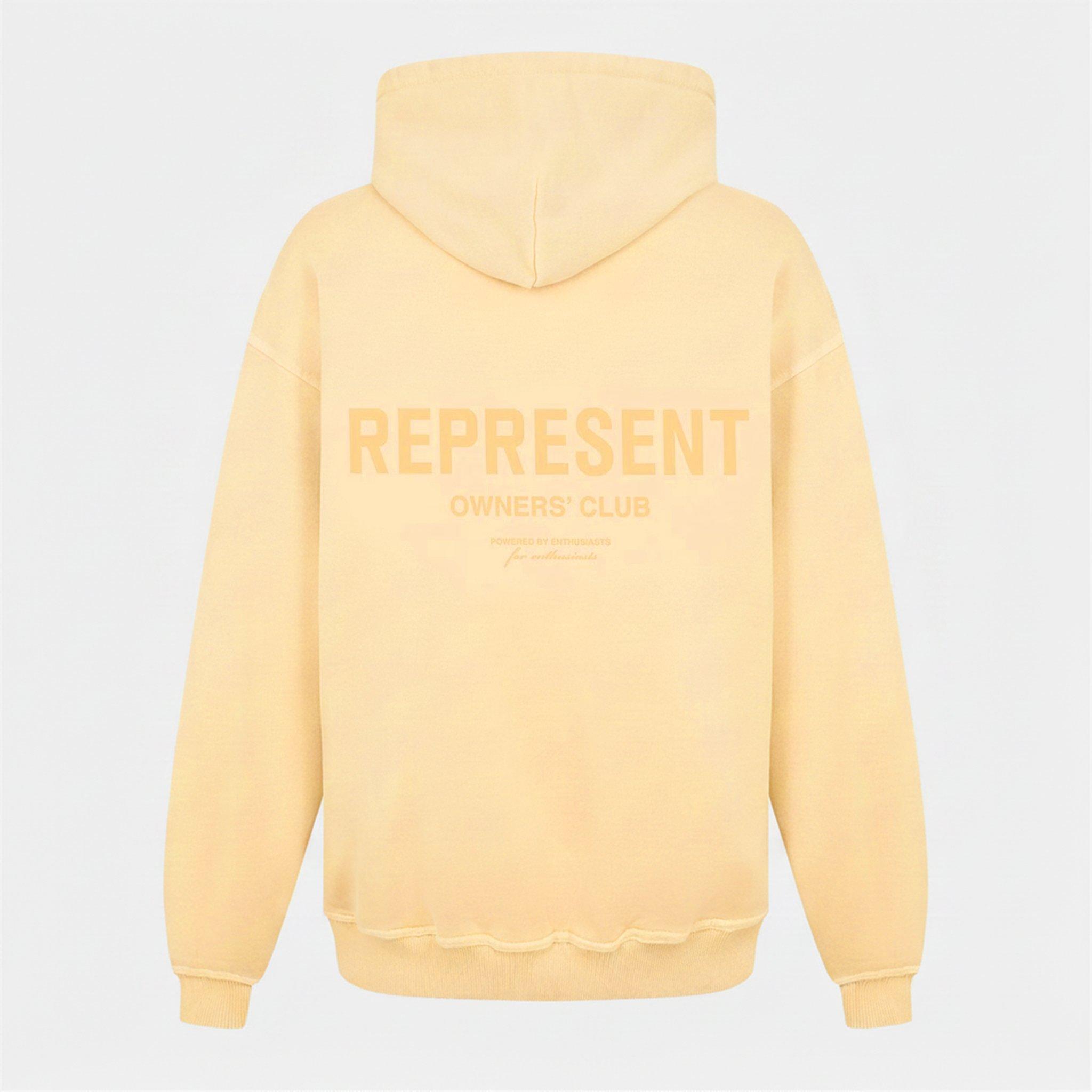 Pastel Yellow - Represent - Men's Owners Club Hooded Sweatshirt, Premium Comfort Oversized Hoodie - 2