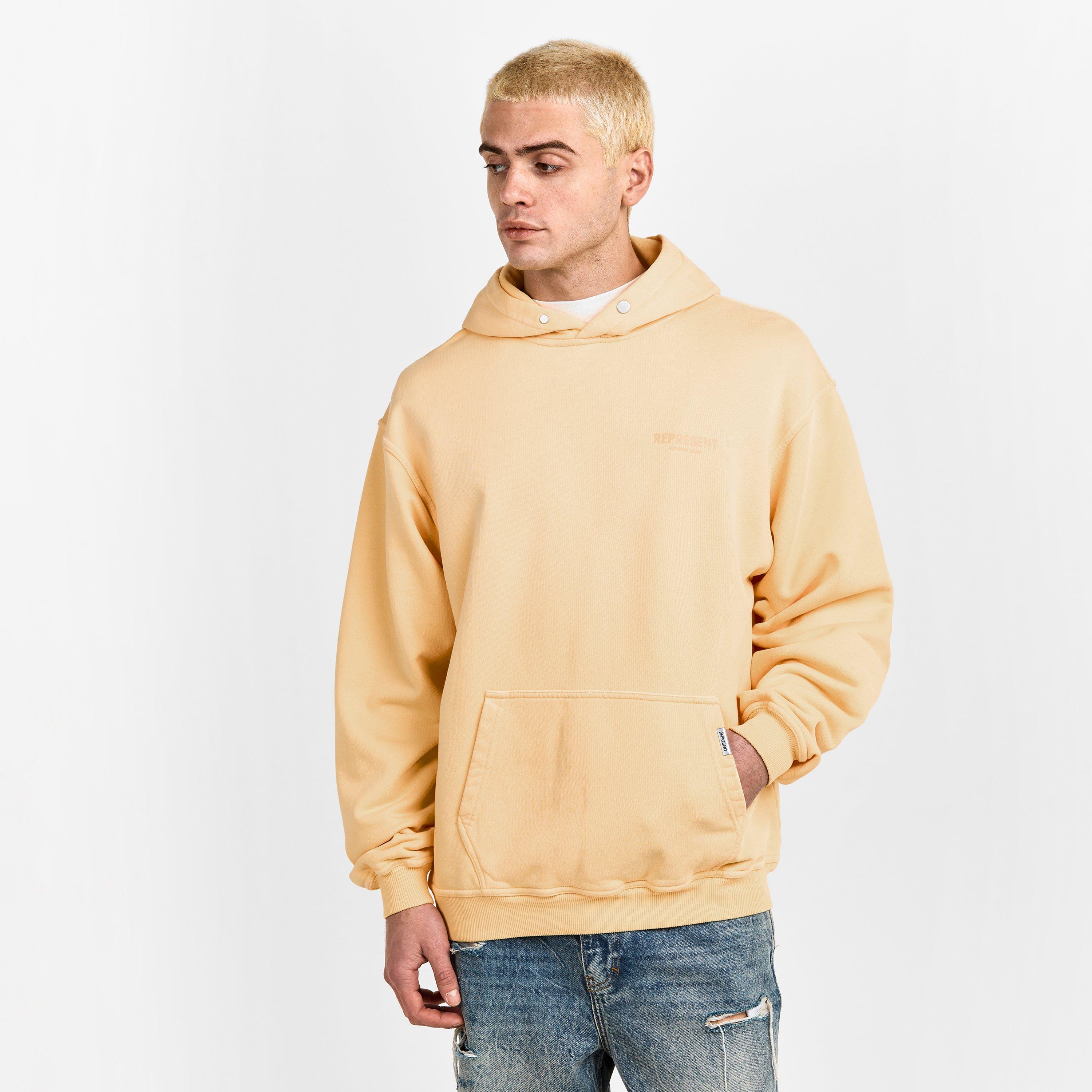 Pastel Yellow - Represent - Men's Owners Club Hooded Sweatshirt, Premium Comfort Oversized Hoodie - 3
