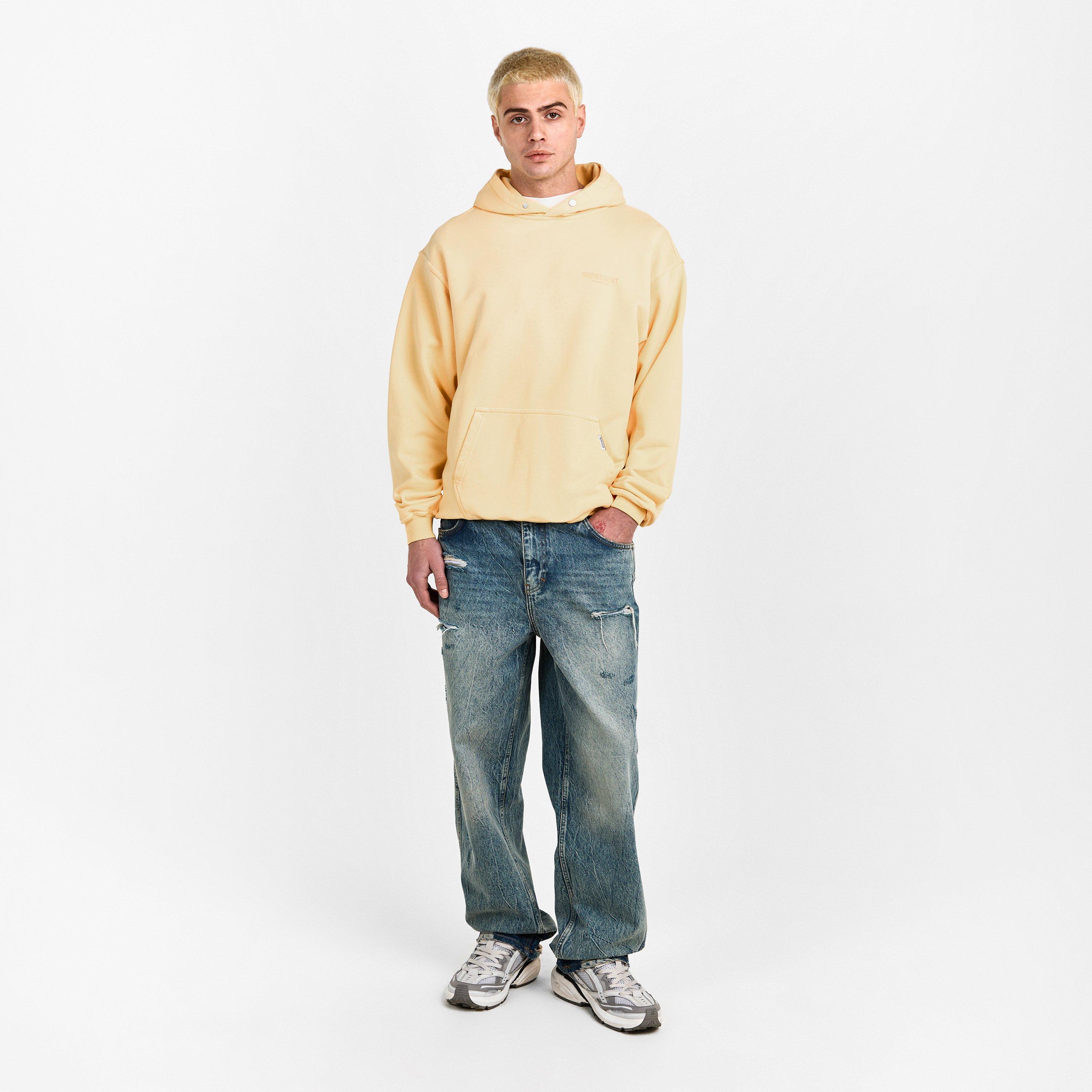 Pastel Yellow - Represent - Men's Owners Club Hooded Sweatshirt, Premium Comfort Oversized Hoodie - 6