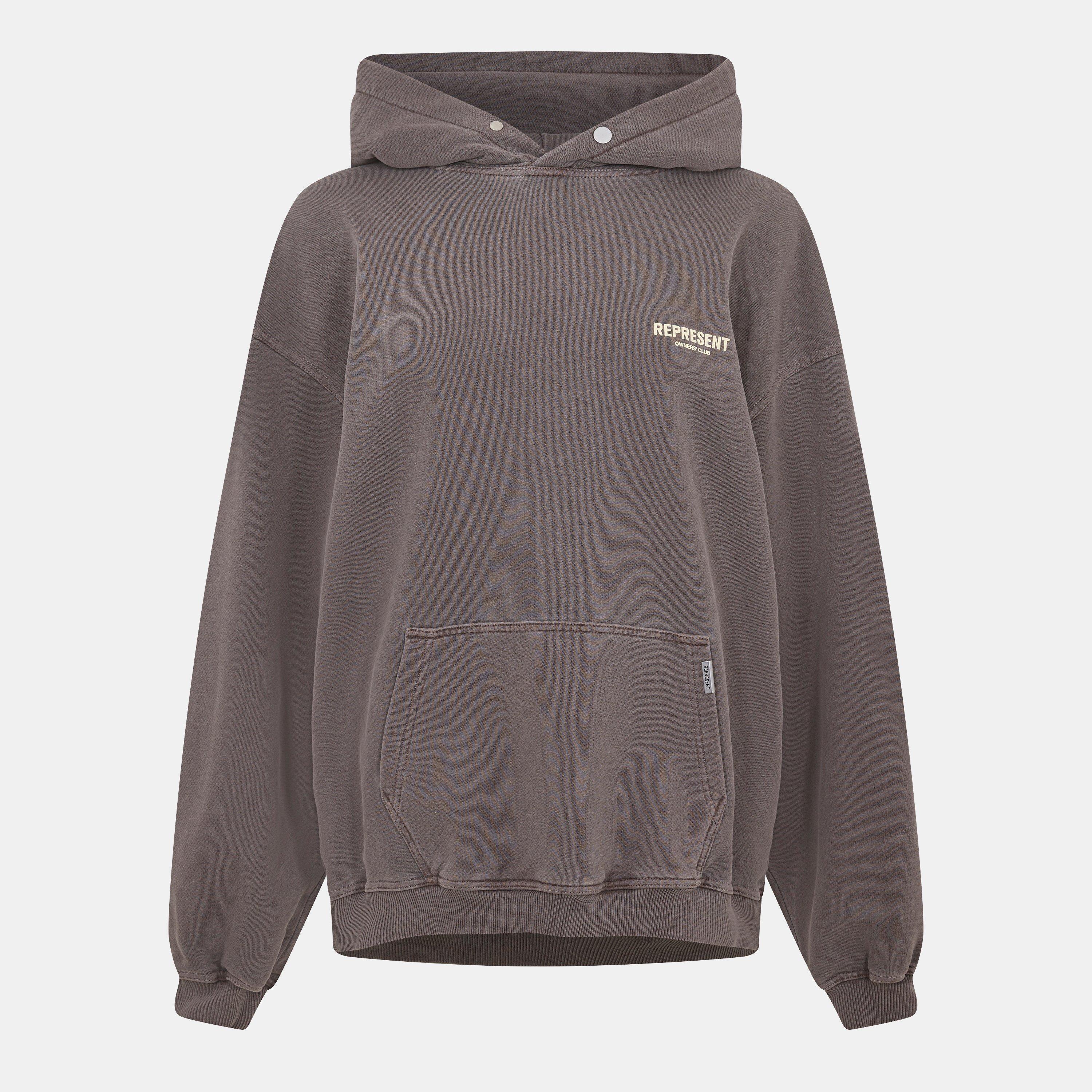 Represent Men's Owners Club Hooded Sweatshirt, Premium Comfort Oversized Hoodie - Fog - XS
