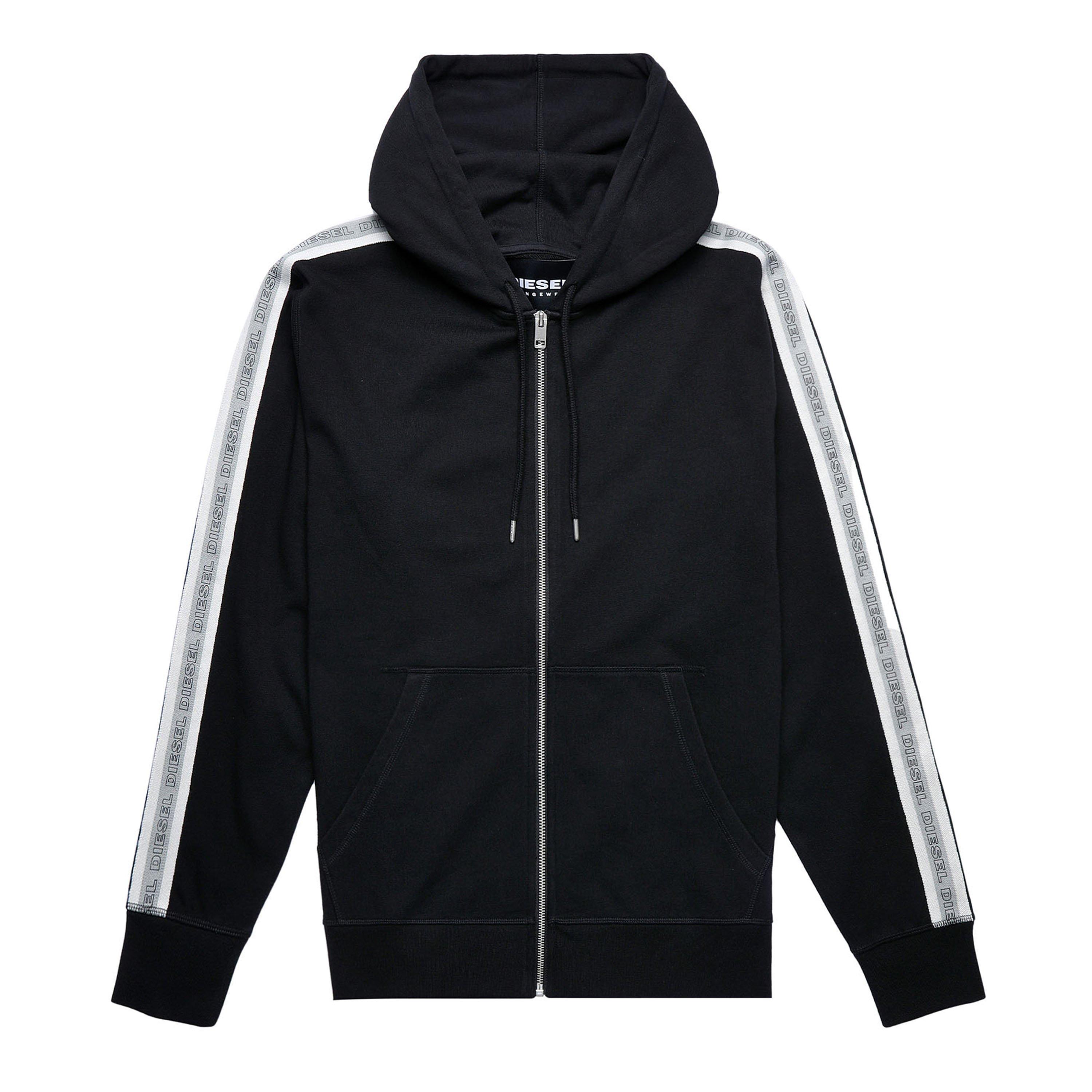 Black 900 - Diesel - Taped Zip Through Hoodie - 1
