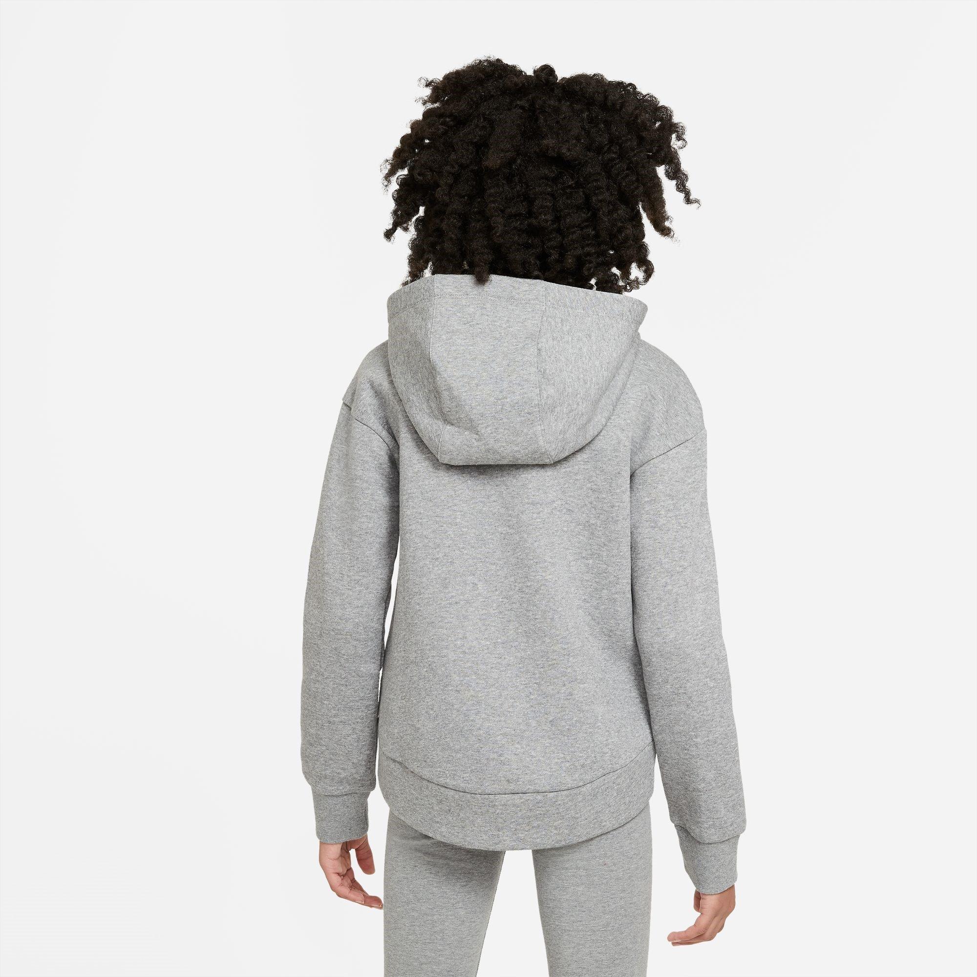 CARBON HEATHER/ - Nike - Sportswear Club Fleece Big Kids' (Girls') Full-Zip Hoodie - 4
