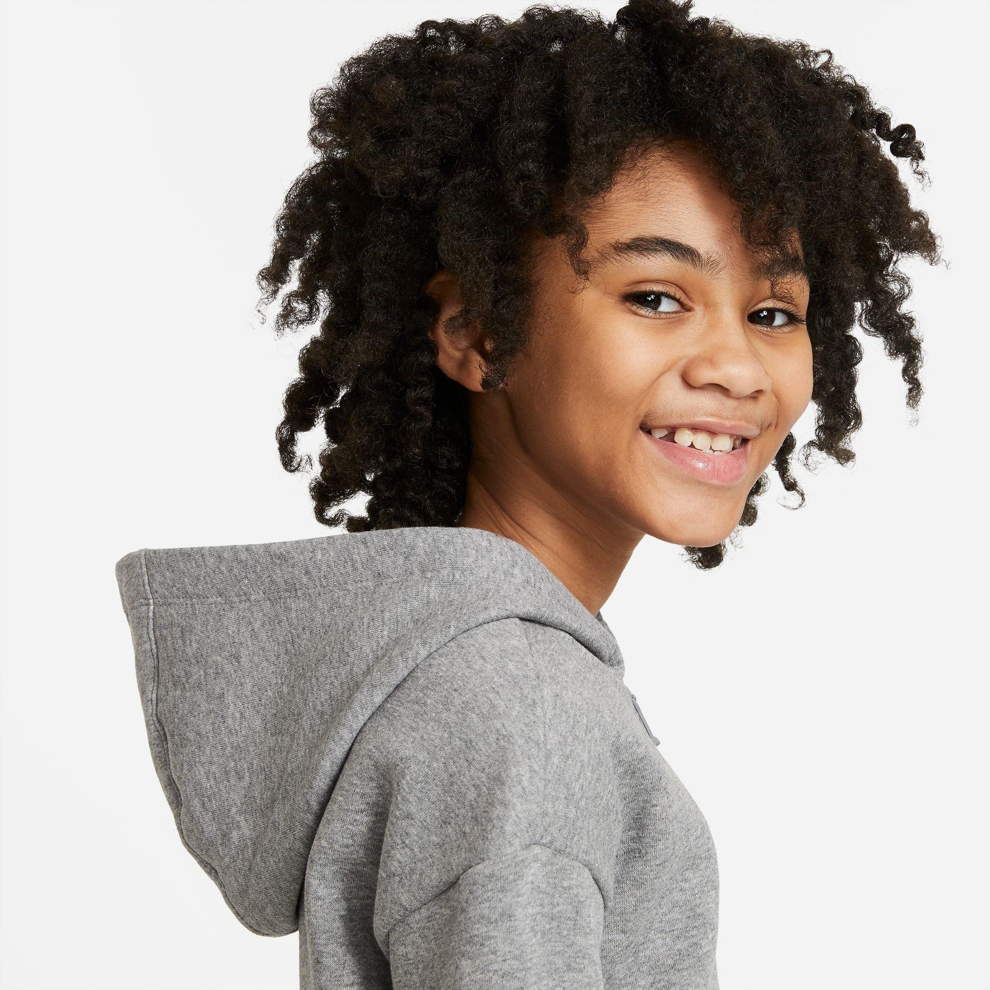 CARBON HEATHER/ - Nike - Sportswear Club Fleece Big Kids' (Girls') Full-Zip Hoodie - 5