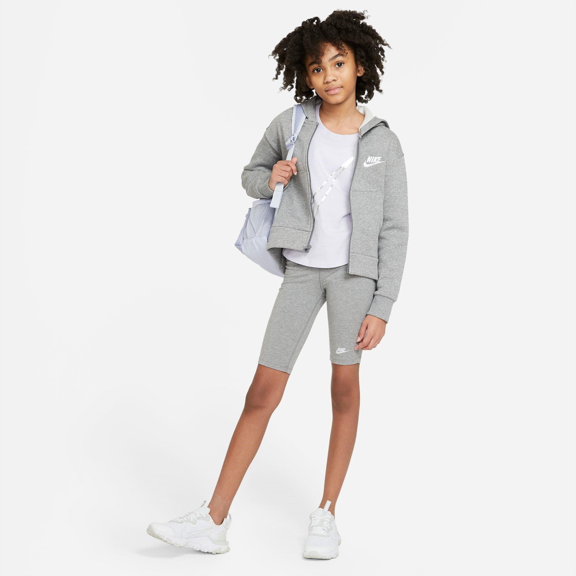 CARBON HEATHER/ - Nike - Sportswear Club Fleece Big Kids' (Girls') Full-Zip Hoodie - 8