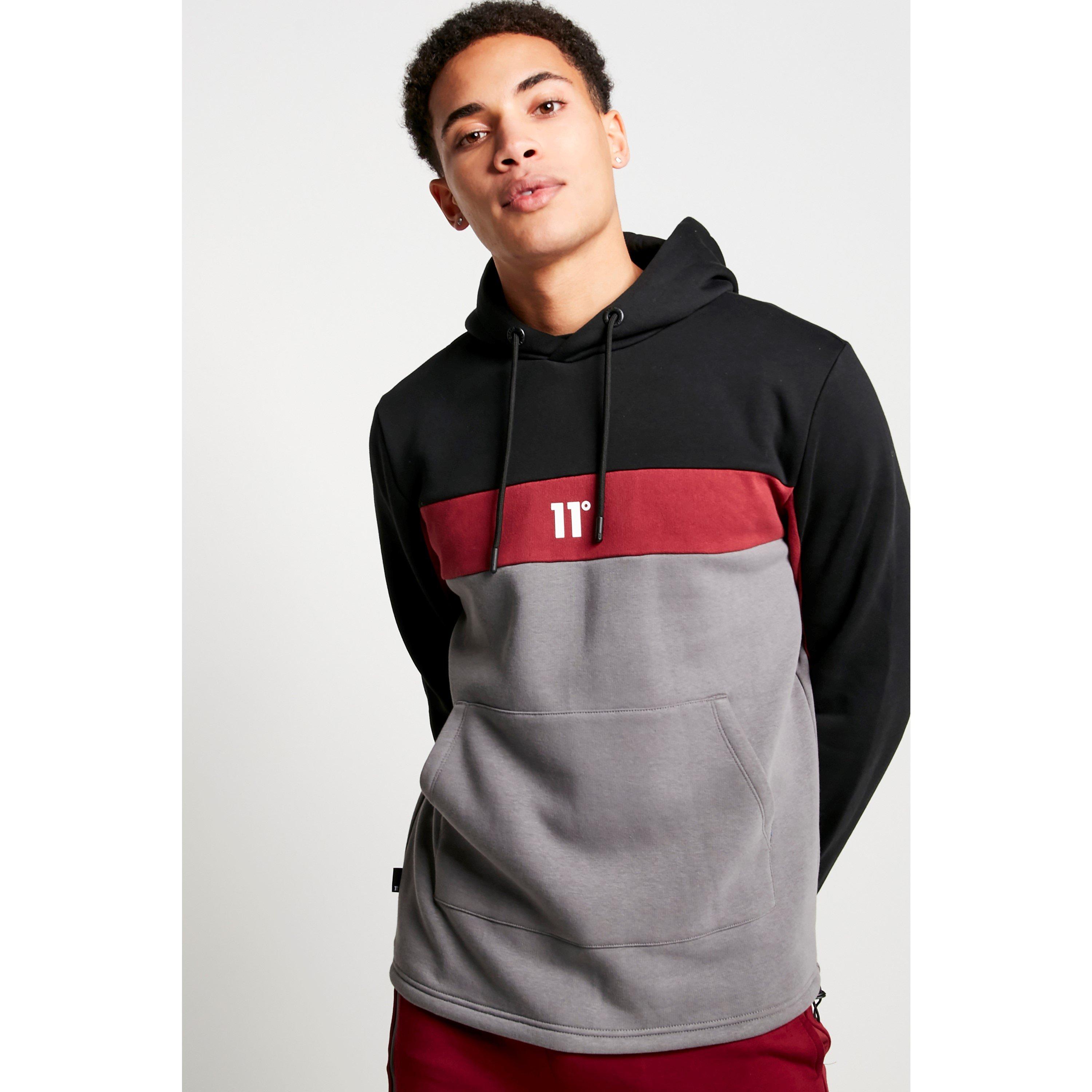 Black/Red - 11 Degrees - Panel Hoodie Mens - 1