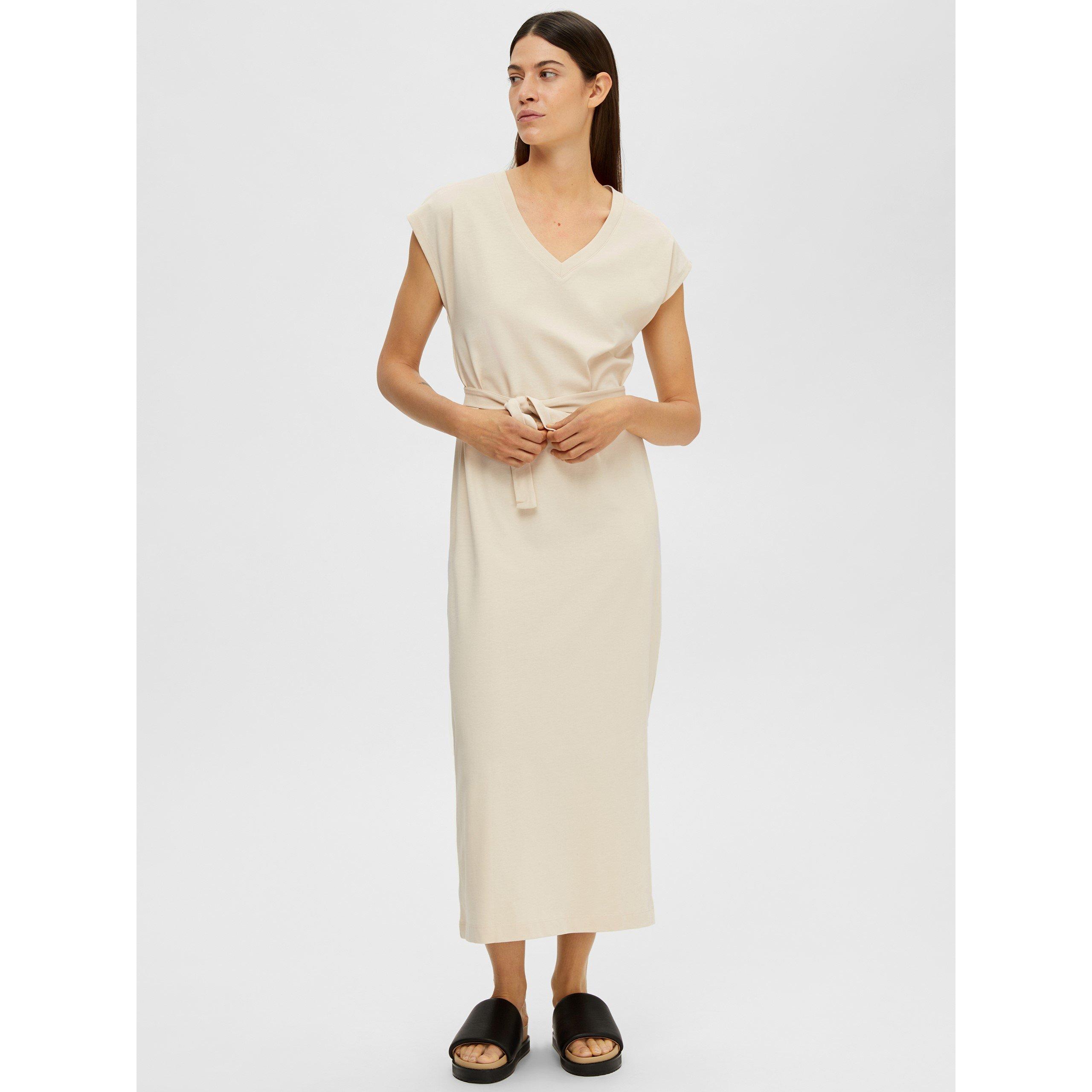 Birch - Selected Femme - Women's Cap Sleeve Belted Midi T-Shirt Dress - 1