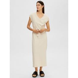 Selected Femme Cap Sleeve Belted Midi Dress