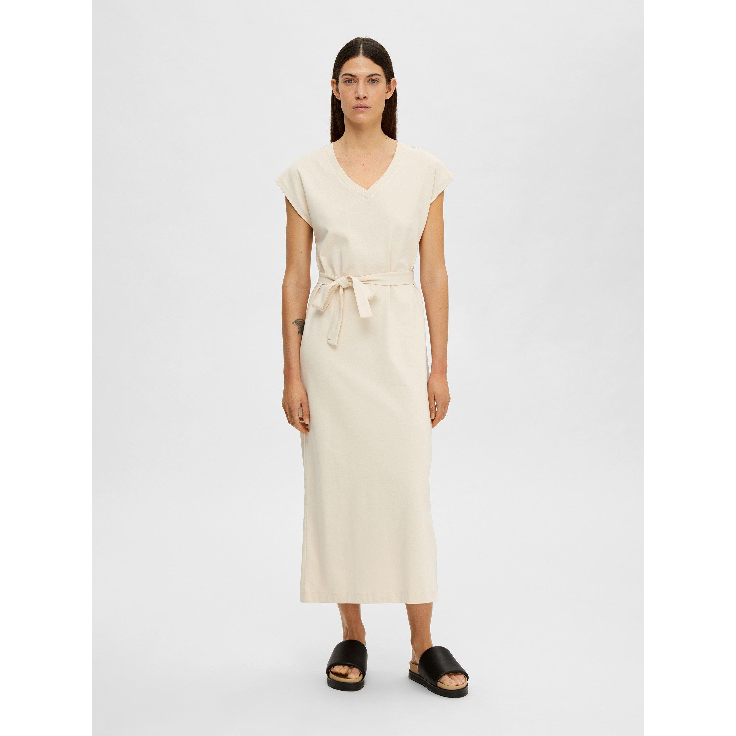 Berk - Selected Femme - Women's Cap Sleeve Belted Midi T-Shirt Dress - 3