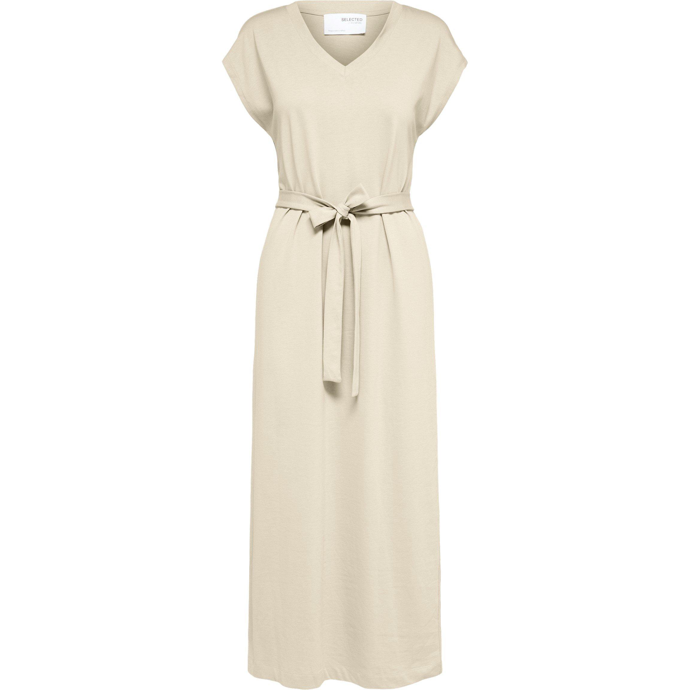 Berk - Selected Femme - Women's Cap Sleeve Belted Midi T-Shirt Dress - 5