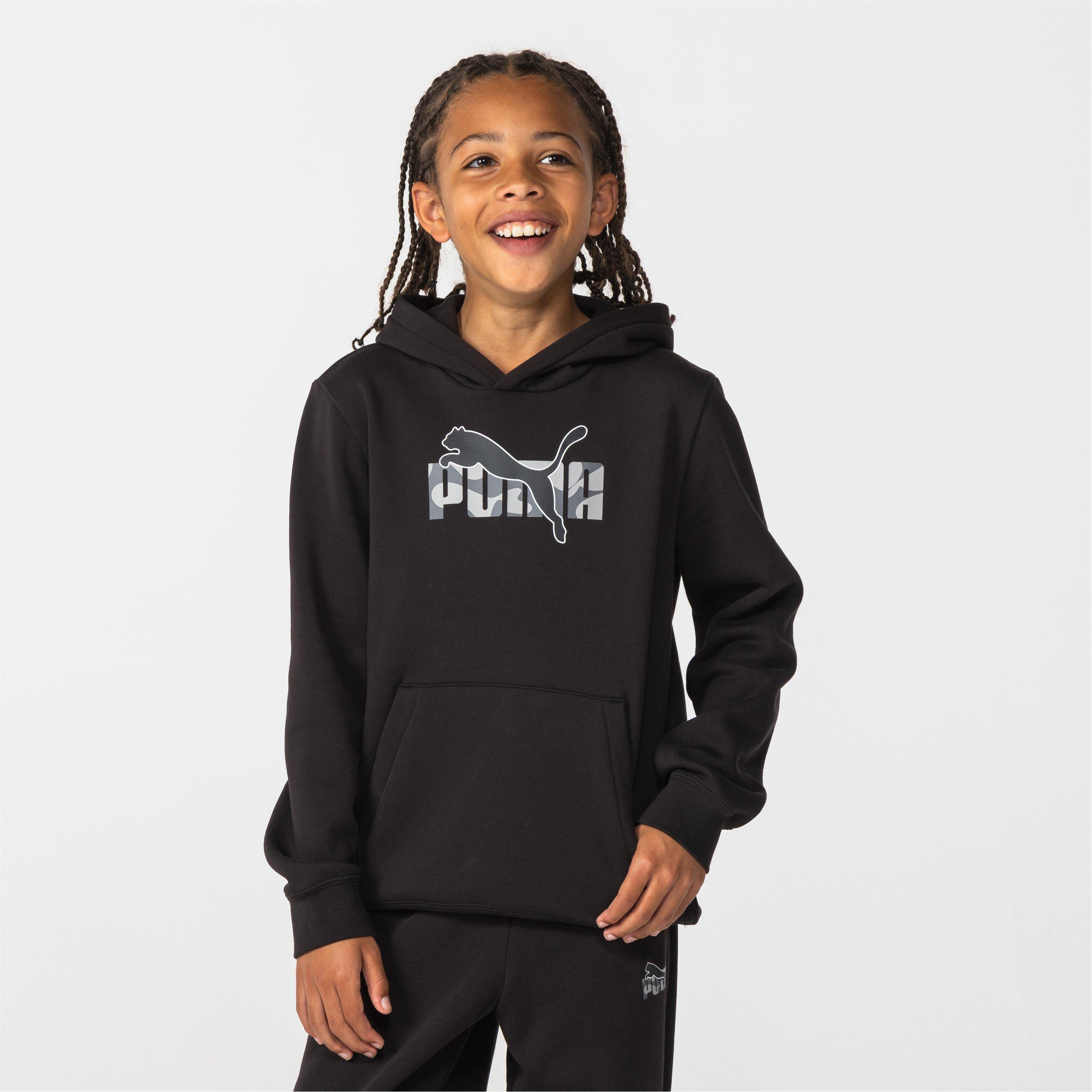 Puma Boys Logo Hoodie Junior - Black Graphic - 13 (XL)