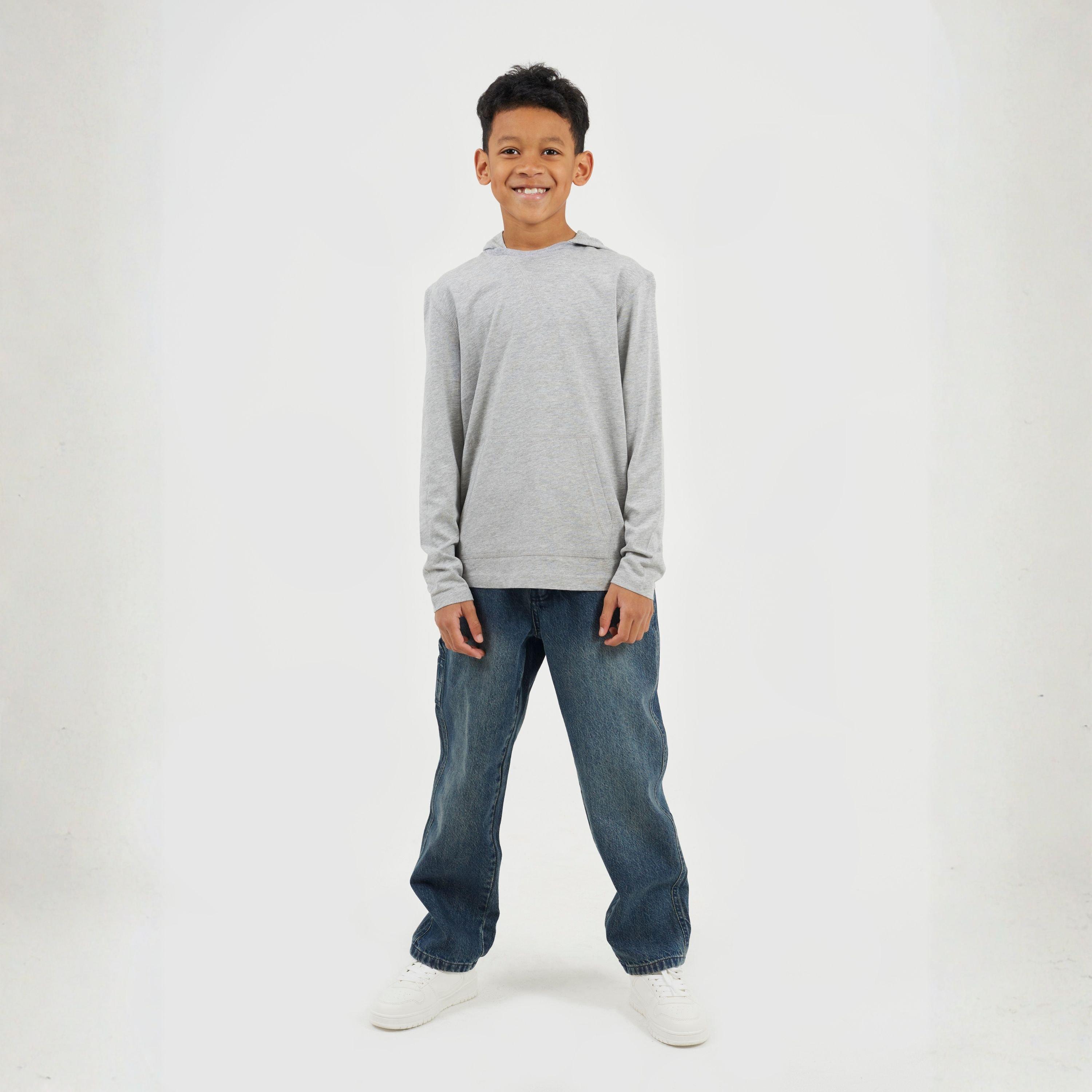 Light Grey - Brave Soul - Boys Long Sleeve Hoodie with Set In Sleeve - 4