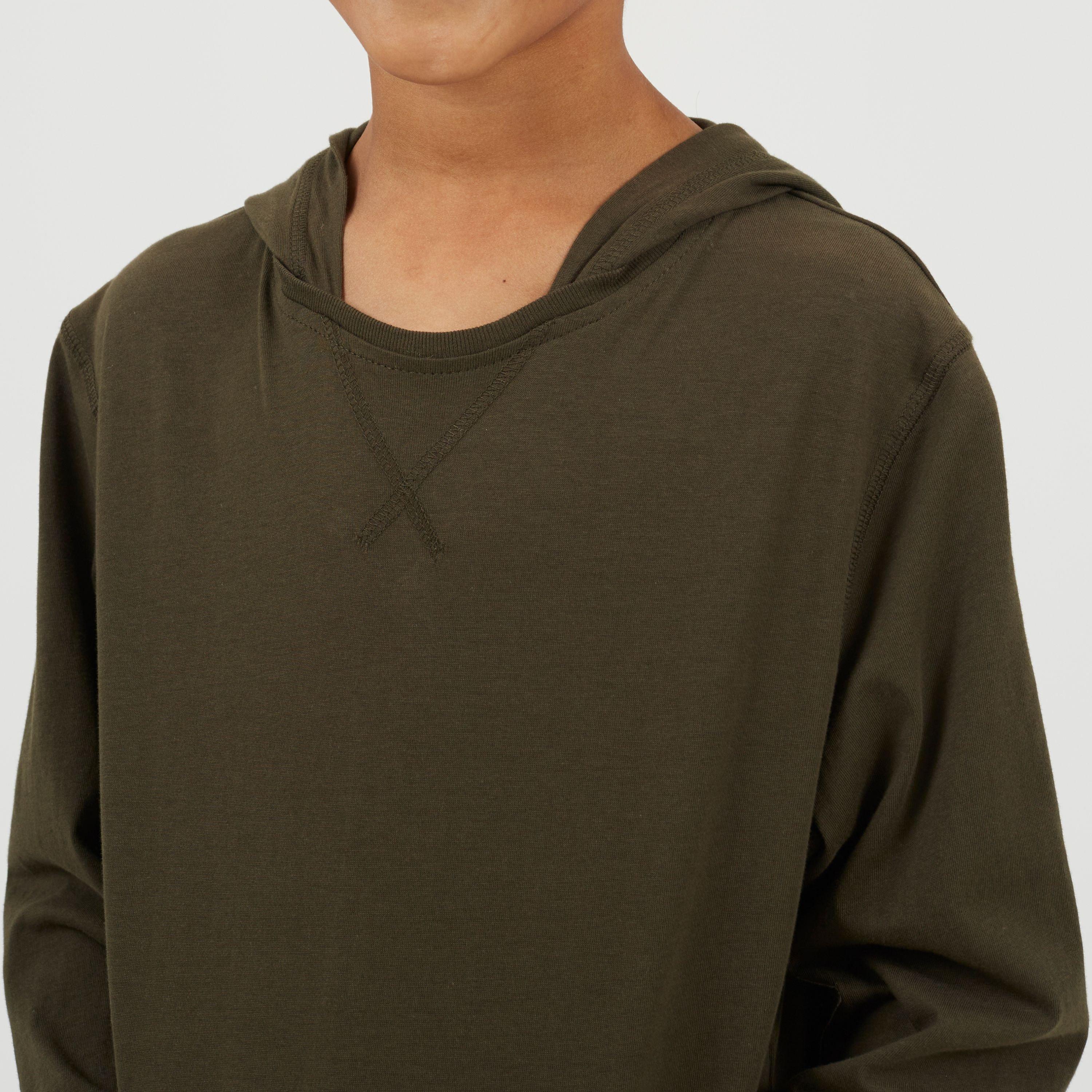 Kaki - Brave Soul - Boys Long Sleeve Hoodie with Set In Sleeve - 3