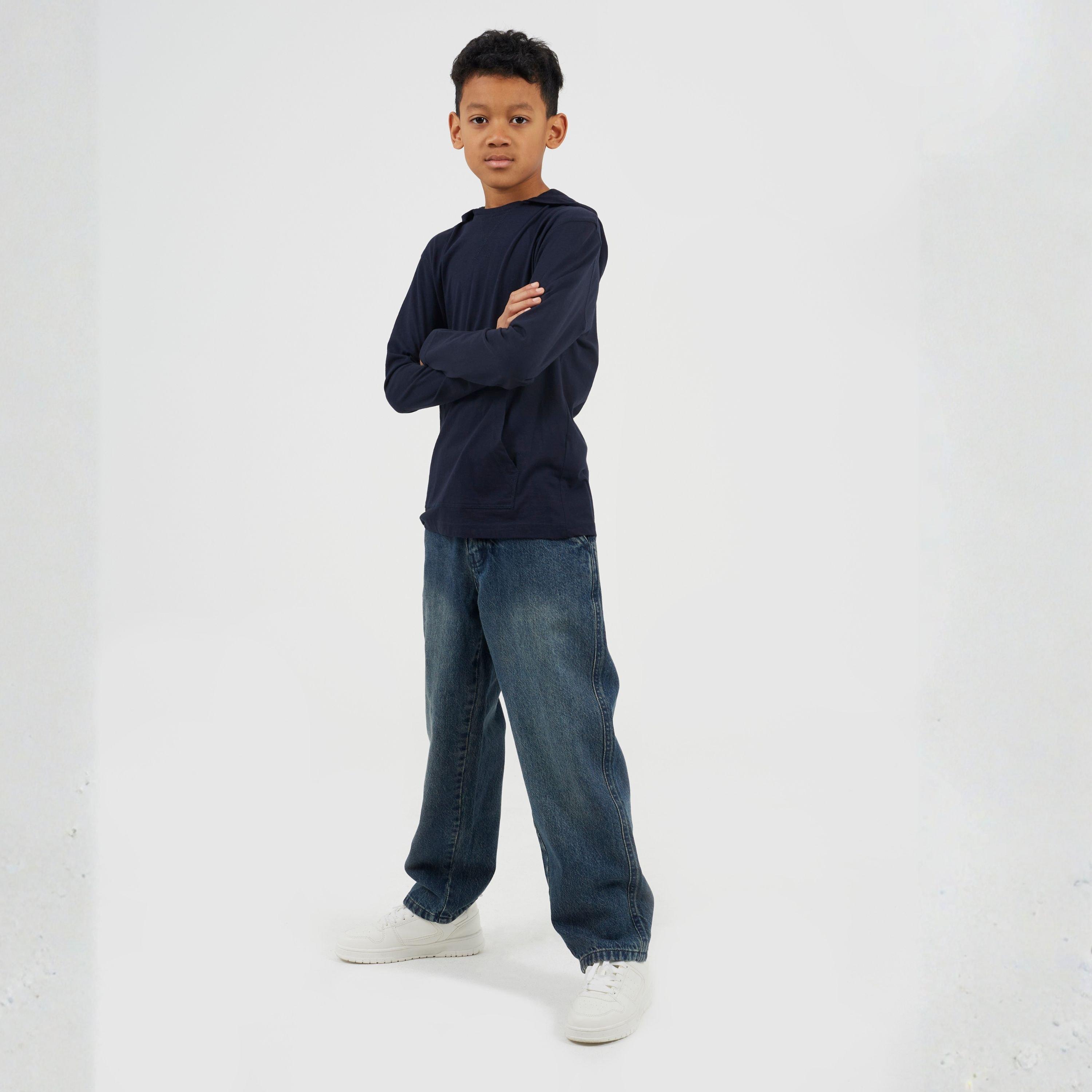 Bogata mornarska plava - Brave Soul - Boys Long Sleeve Hoodie with Set In Sleeve - 4