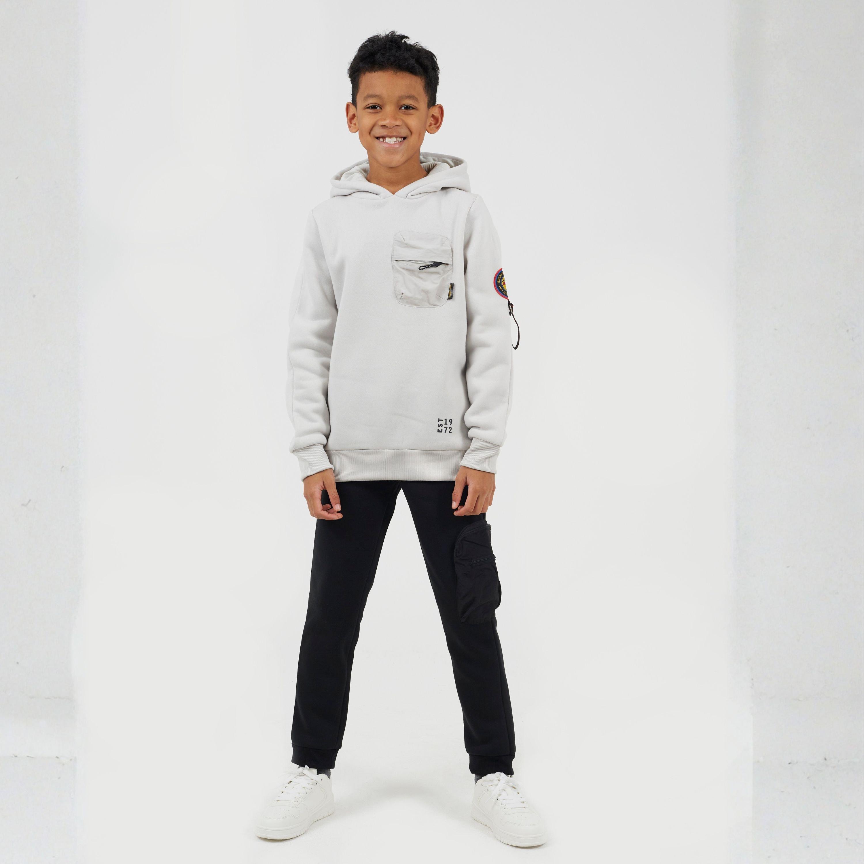Svijetlo siva - Brave Soul - Boys Hooded Sweatshirt with Bellow Pocket Chest Detail - 4
