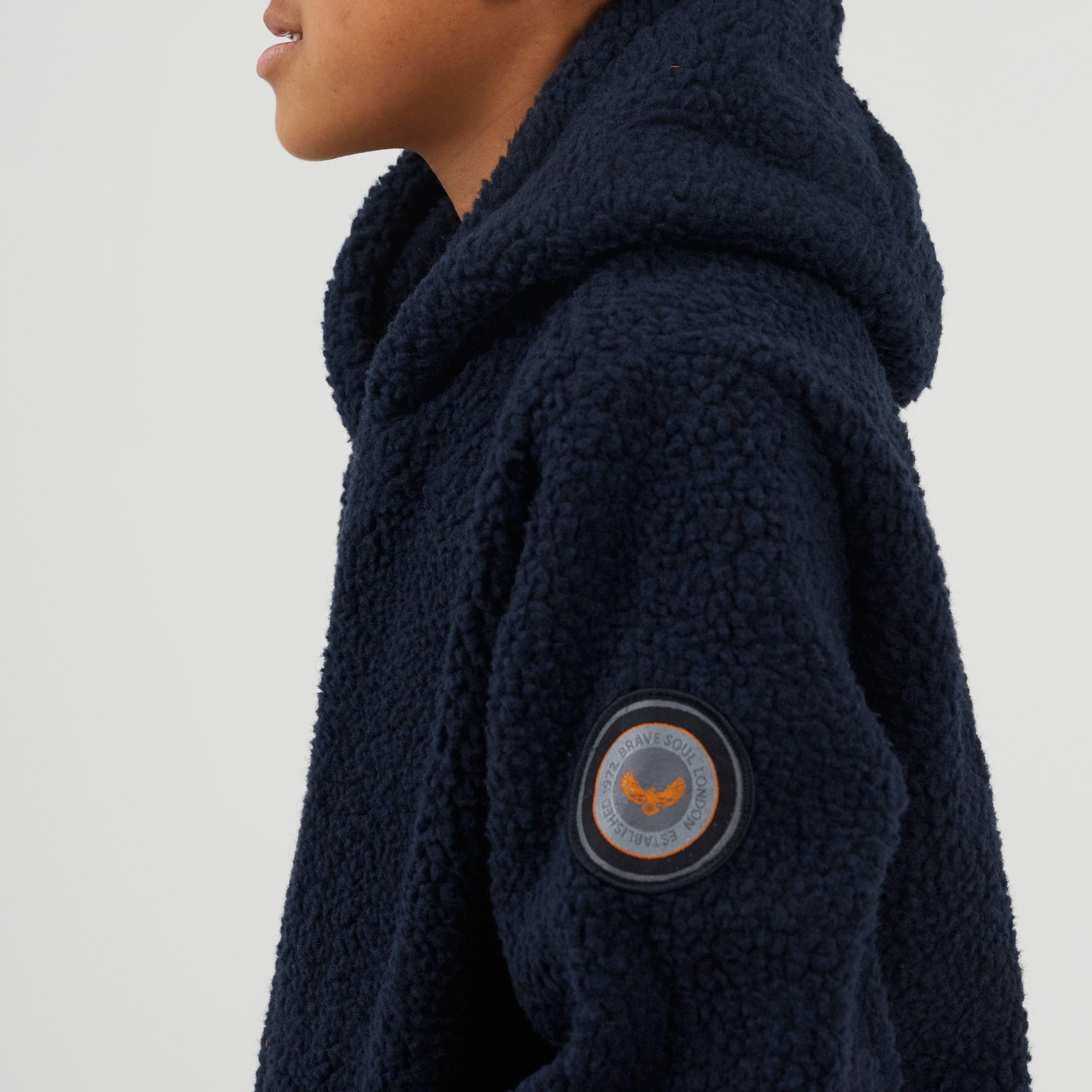 Dk Navy - Brave Soul - Boys Kangaroo Pocket Borg Hoodie with Badge Detail - 3