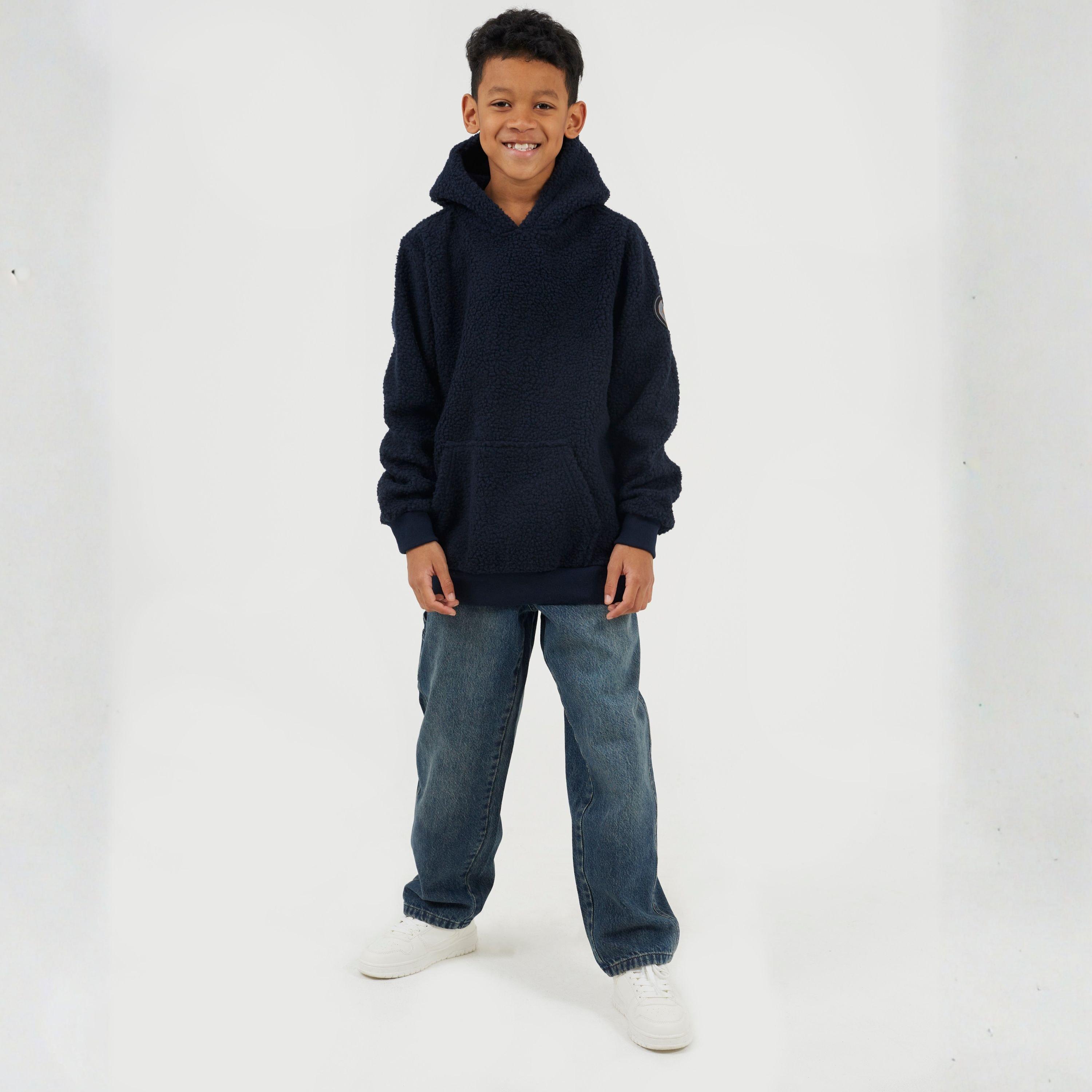 Dk Navy - Brave Soul - Boys Kangaroo Pocket Borg Hoodie with Badge Detail - 4