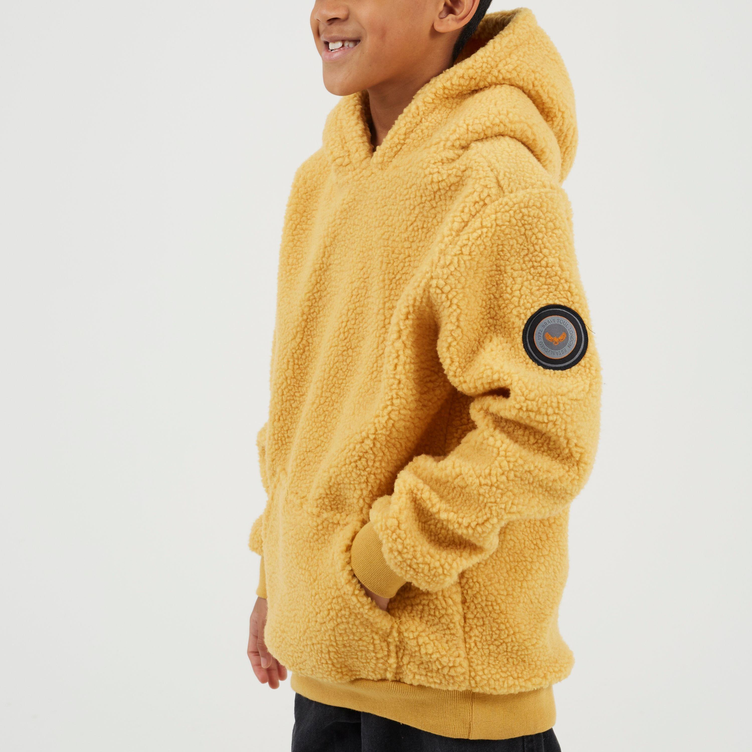 Deep Mustard - Brave Soul - Boys Kangaroo Pocket Borg Hoodie with Badge Detail - 1
