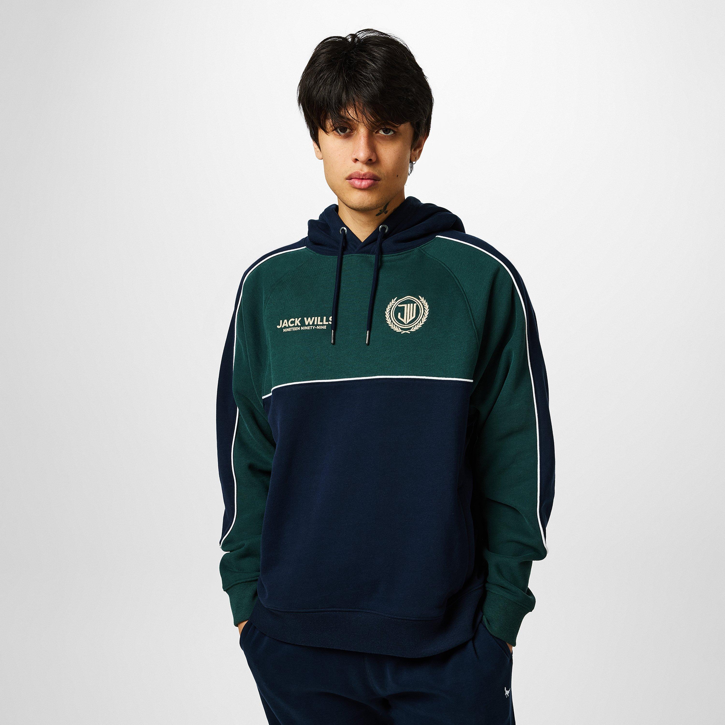 Navy/Green - Jack Wills - Piped Crest Hoodie - 3