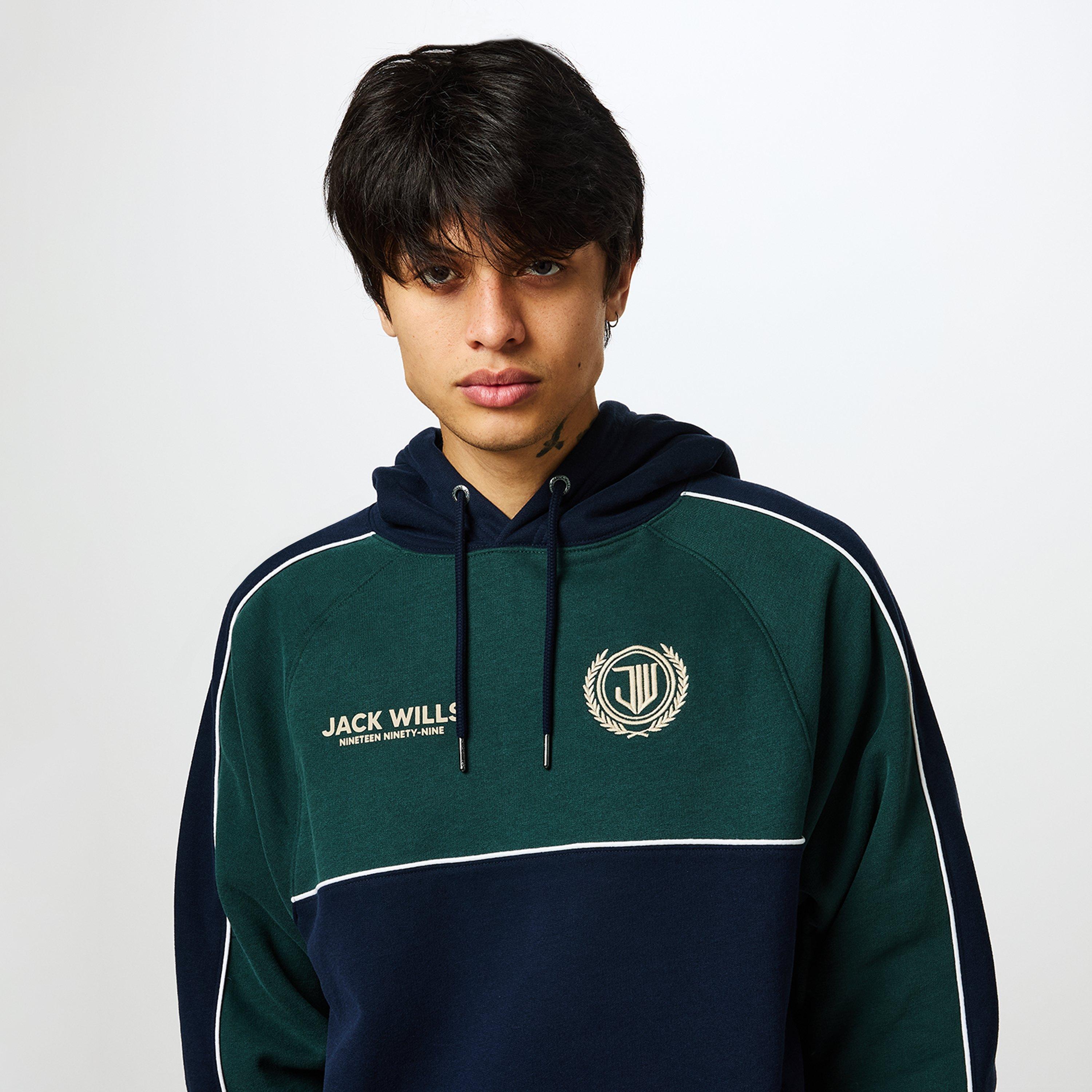 Navy/Green - Jack Wills - Piped Crest Hoodie - 5