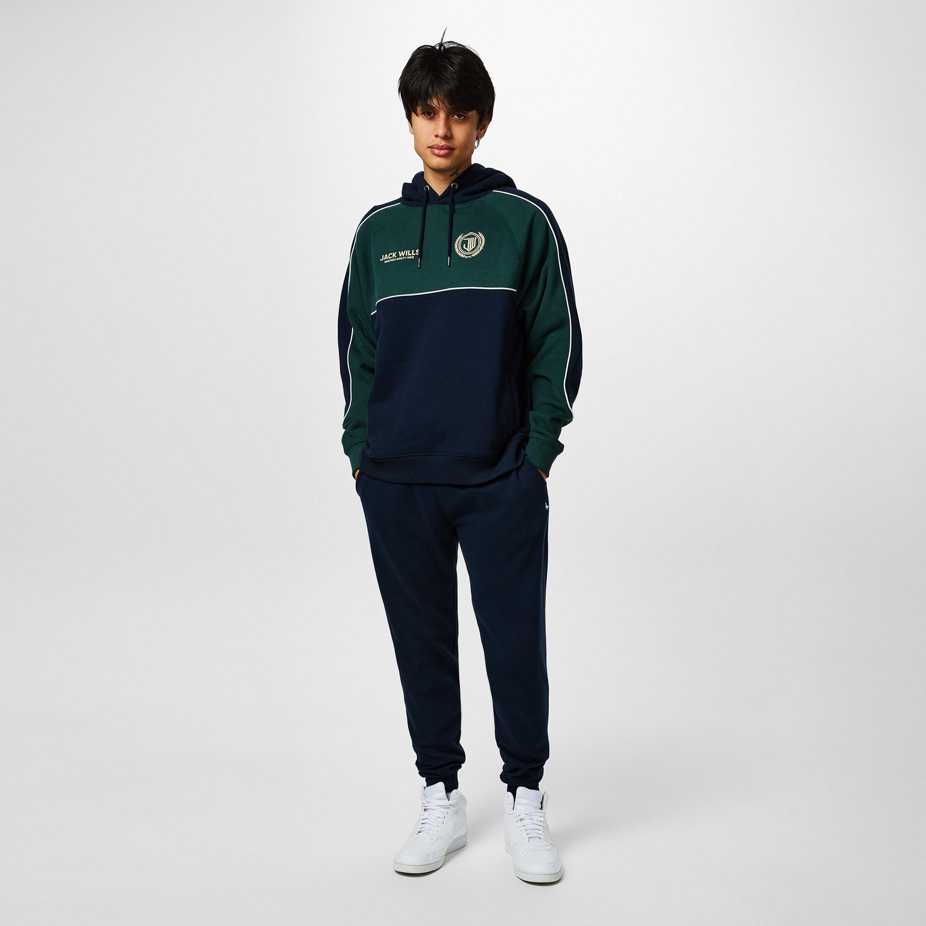 Navy/Green - Jack Wills - Piped Crest Hoodie - 6