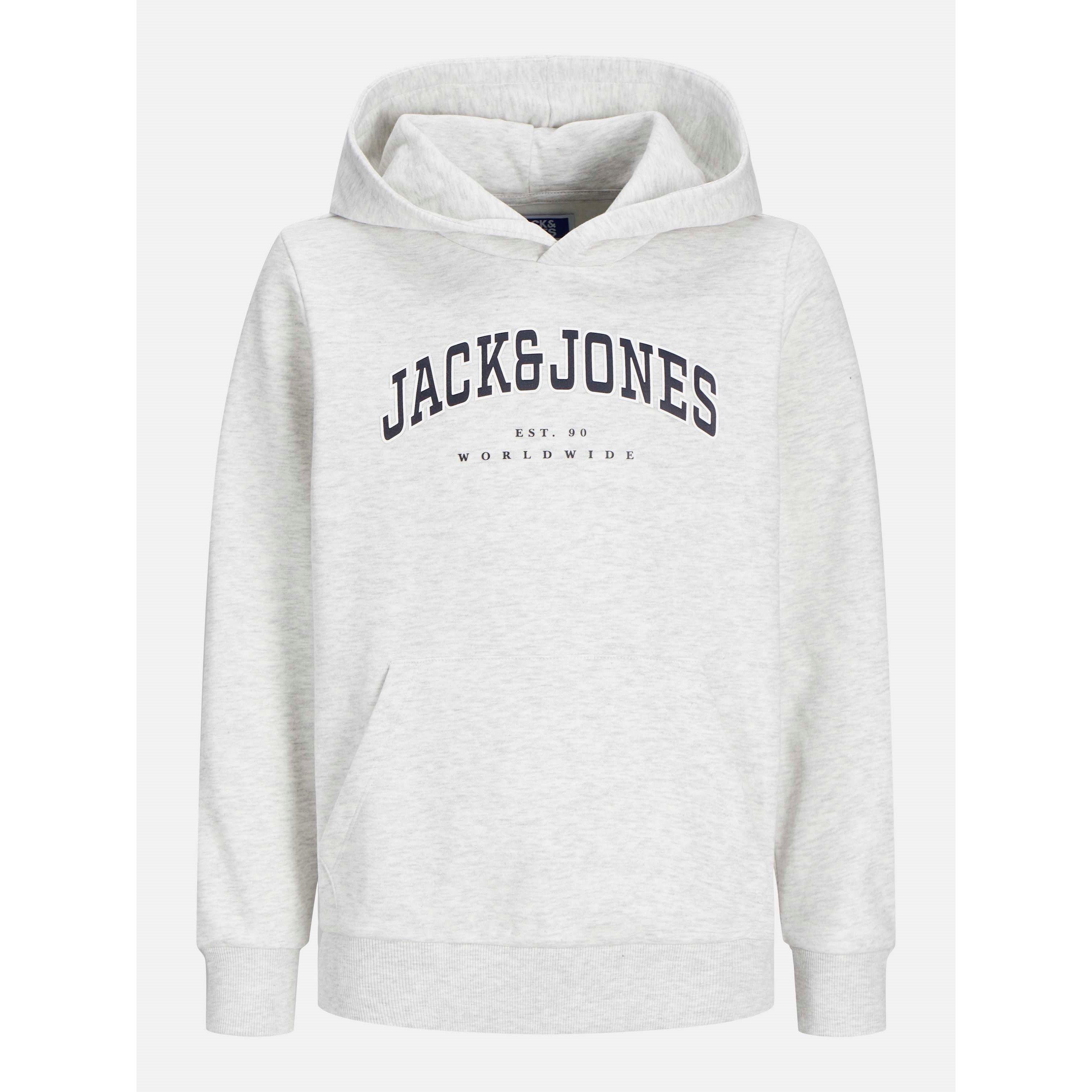 White Melange - Jack and Jones - Kids' Varsity Logo Pull Over Hoodie - 1