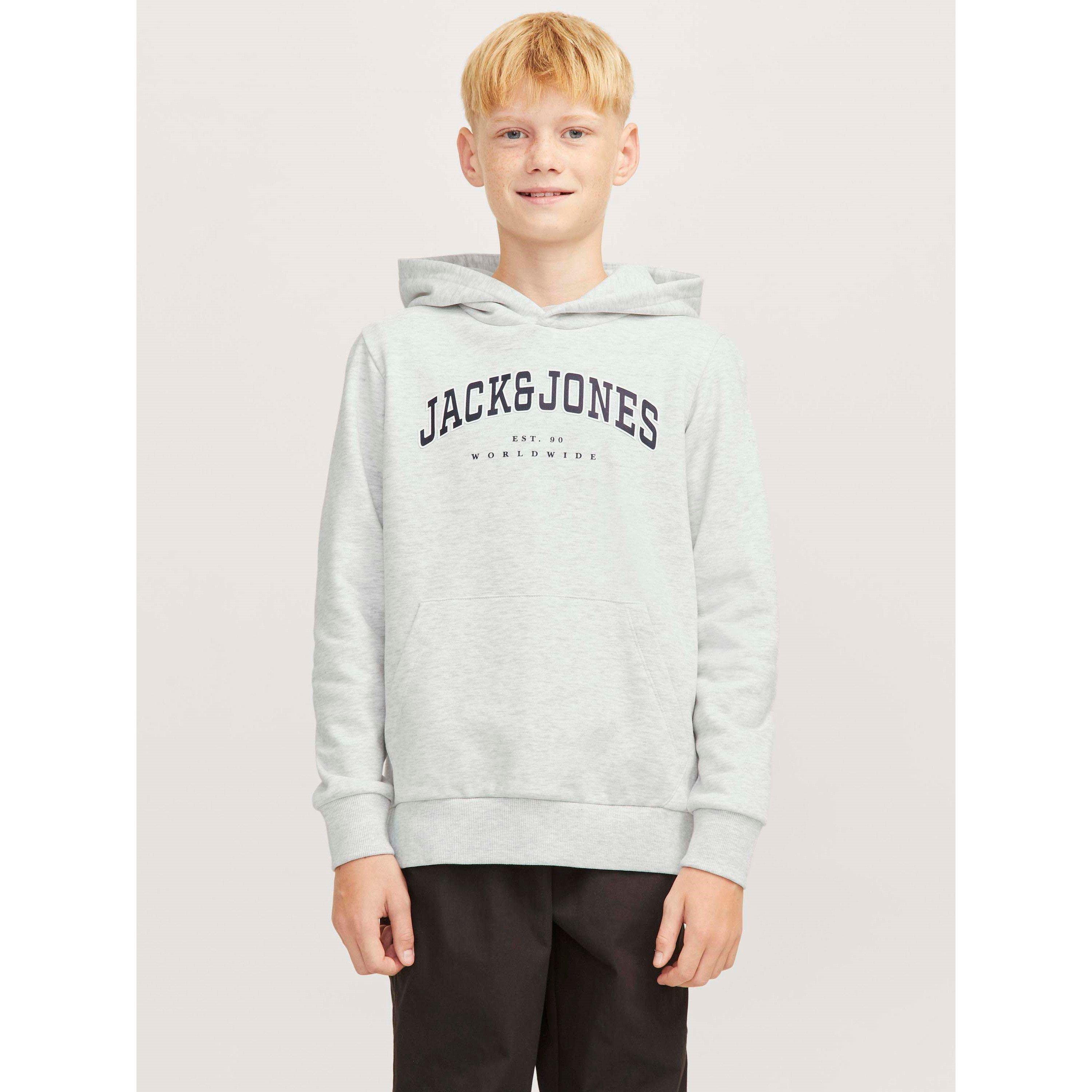White Melange - Jack and Jones - Varsity Logo Hoodie Junior Boys - 2
