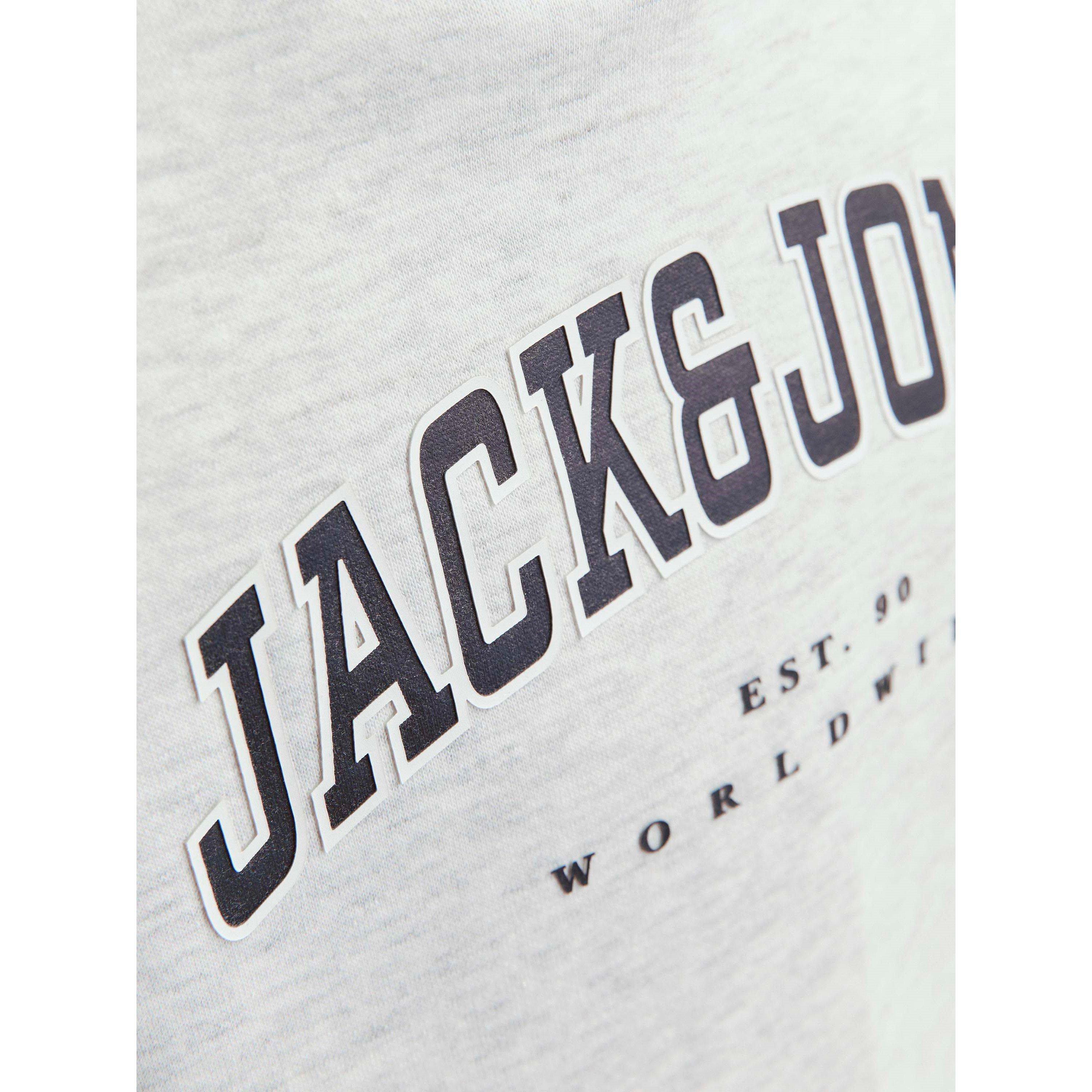 White Melange - Jack and Jones - Varsity Logo Hoodie Junior Boys - 5
