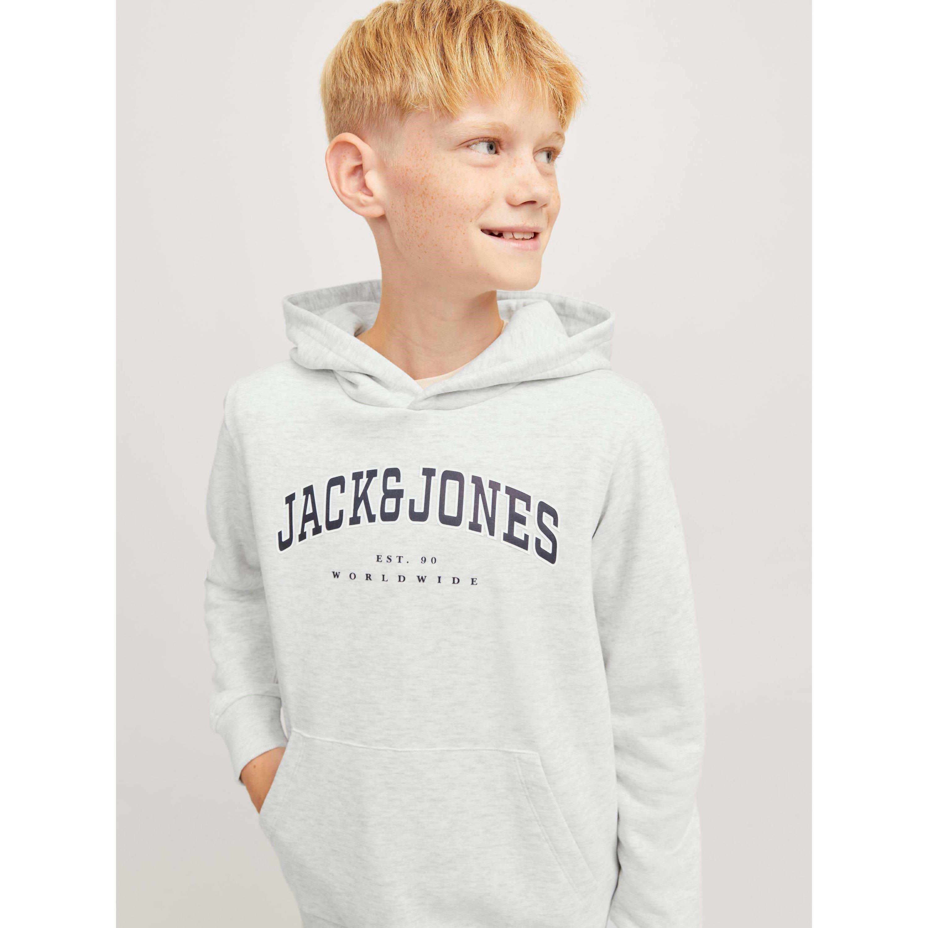 White Melange - Jack and Jones - Varsity Logo Hoodie Junior Boys - 6