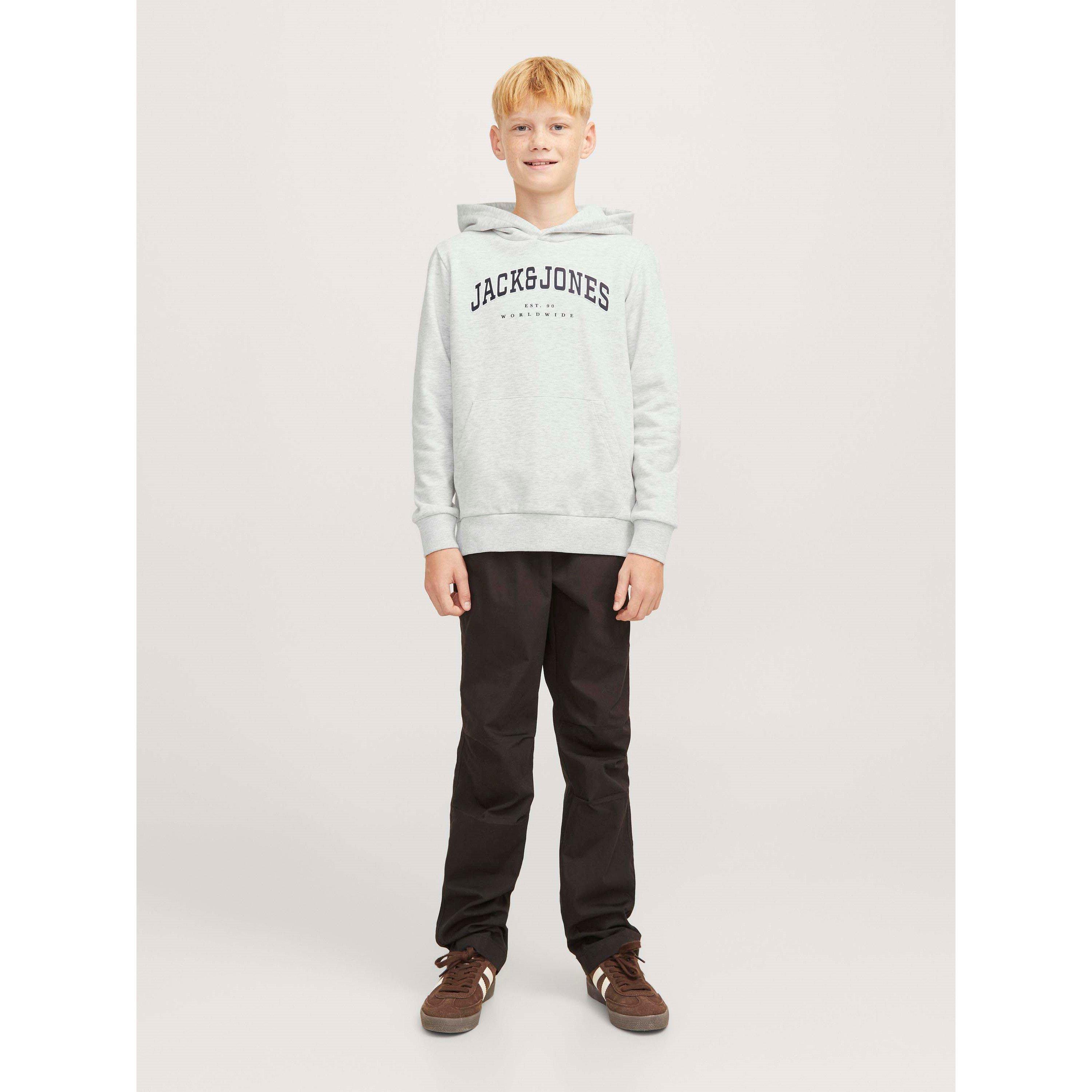 White Melange - Jack and Jones - Varsity Logo Hoodie Junior Boys - 7