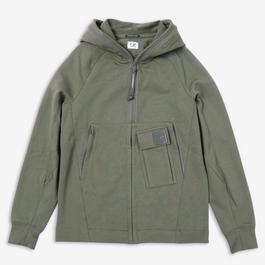 CP Company Company Metropolis Series Diagonal Raised Fleece Zipped Mens Hoodie