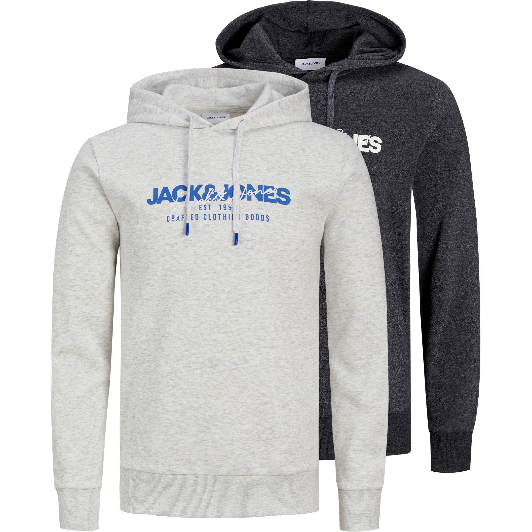 Zwart/Wit Mel - Jack and Jones - Men's Alvis Pack Hoodie - 1