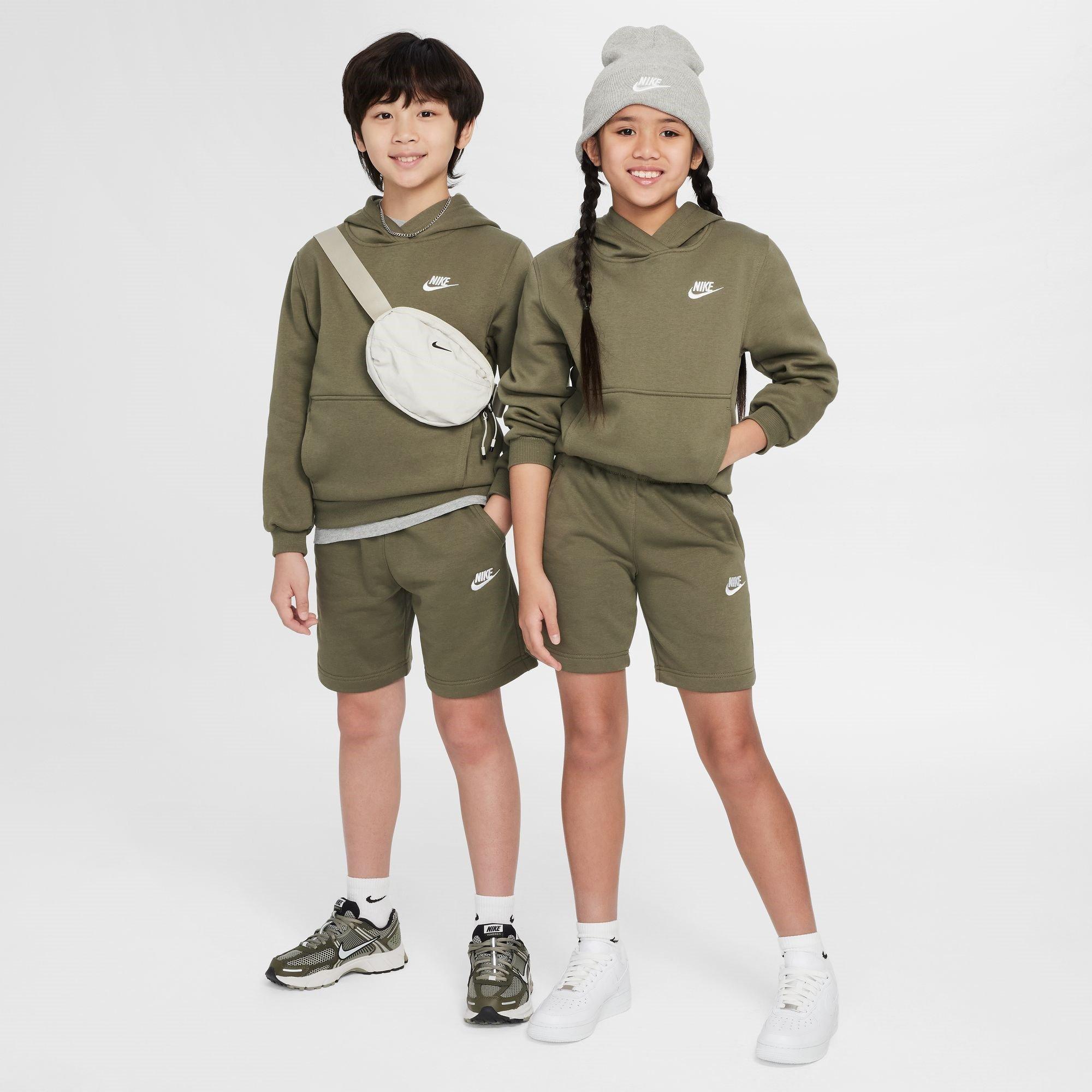 MEDIUM OLIVE/WH - Nike - Sportswear Club Fleece Big Kids' Pullover Hoodie - 3