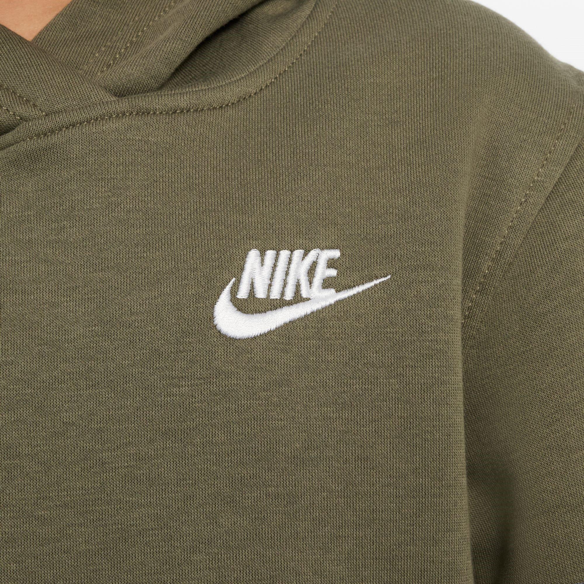 MEDIUM OLIVE/WH - Nike - Sportswear Club Fleece Big Kids' Pullover Hoodie - 6