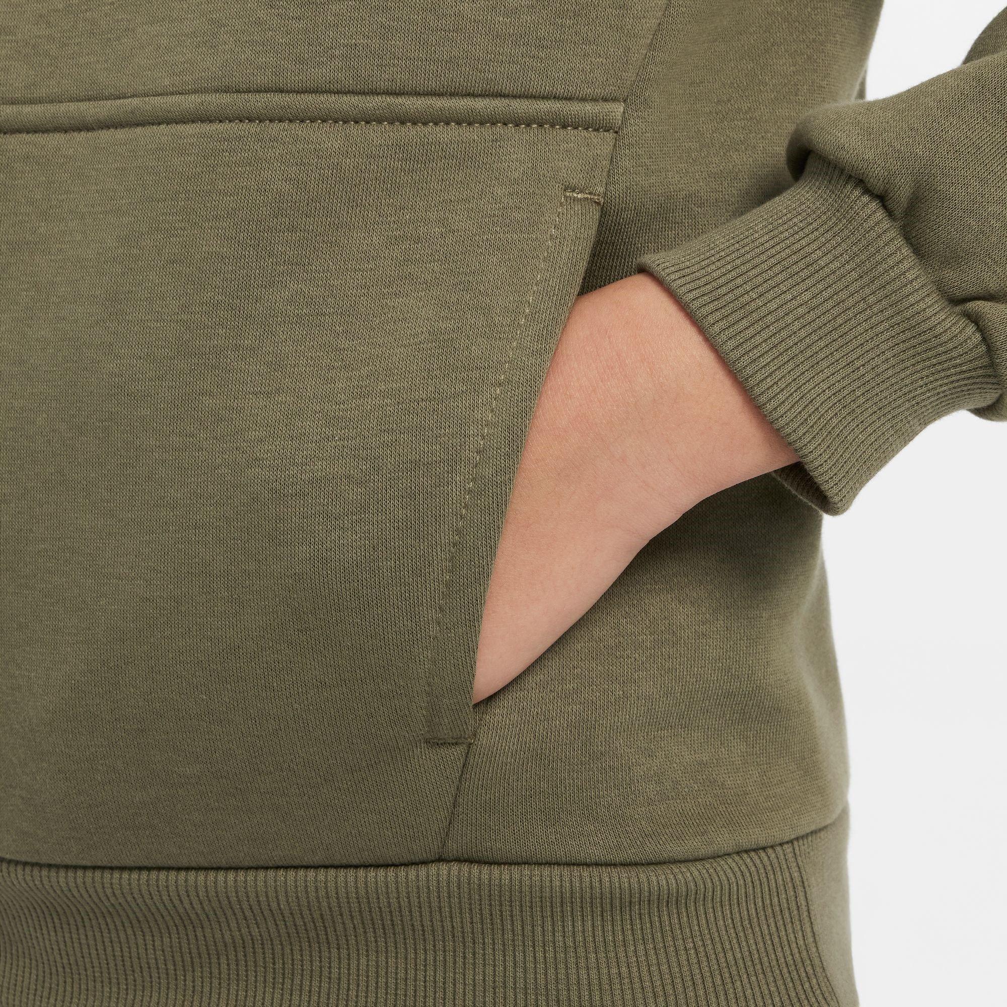 MEDIUM OLIVE/WH - Nike - Sportswear Club Fleece Big Kids' Pullover Hoodie - 8