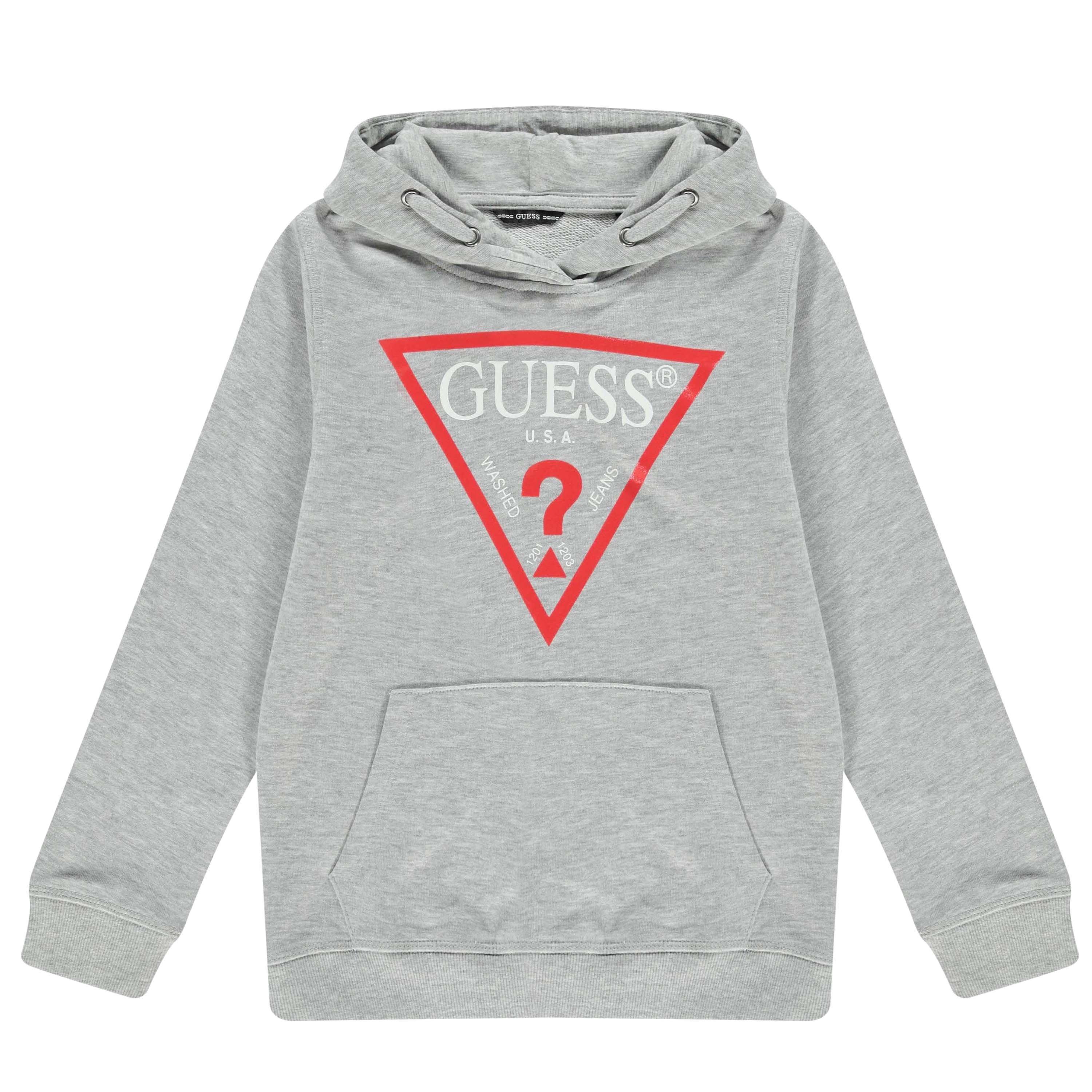 Guess Boys Triangle Logo Oth Hoodie - Grey Lhy - 14 Yrs