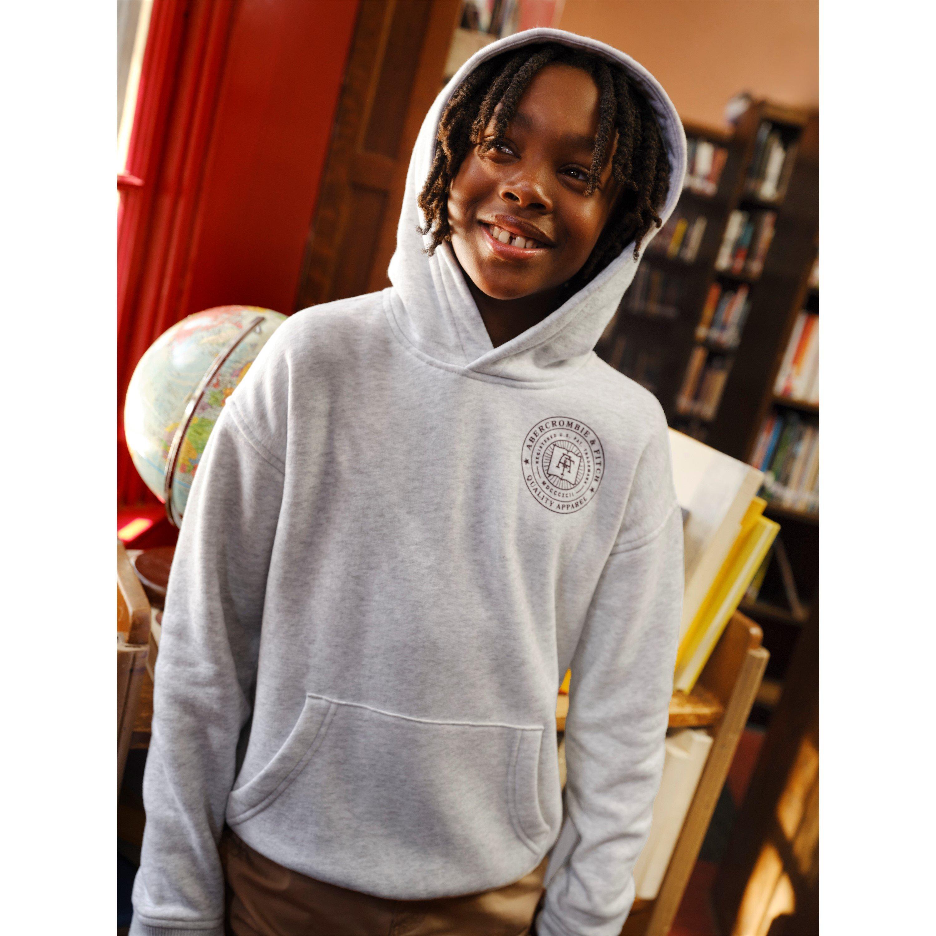 Light Grey GH3 - Abercrombie and Fitch - Kids' Print Pull Over Hoodie - 1