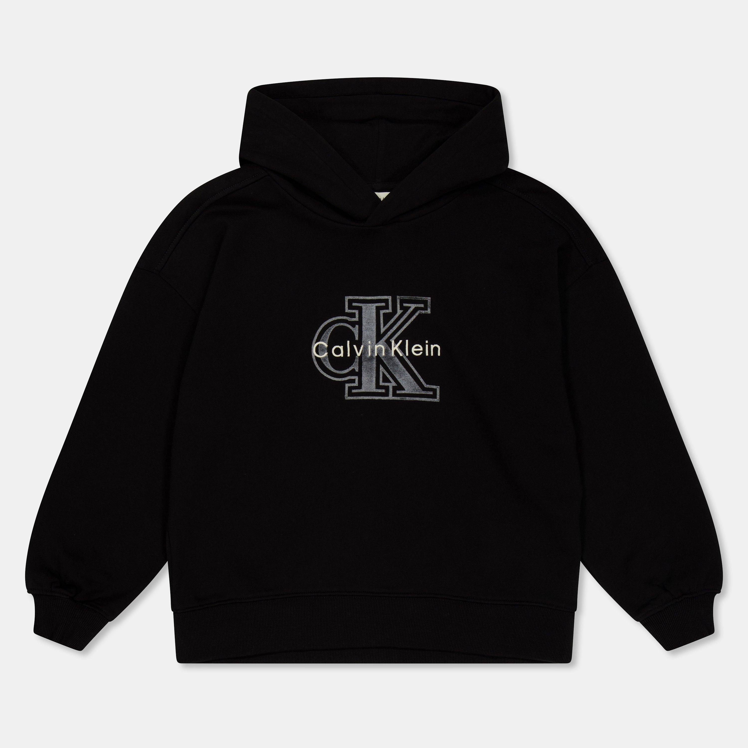 CK Black BEH - Calvin Klein Jeans - Kids' Monologo Over the Head Hoodie - 1