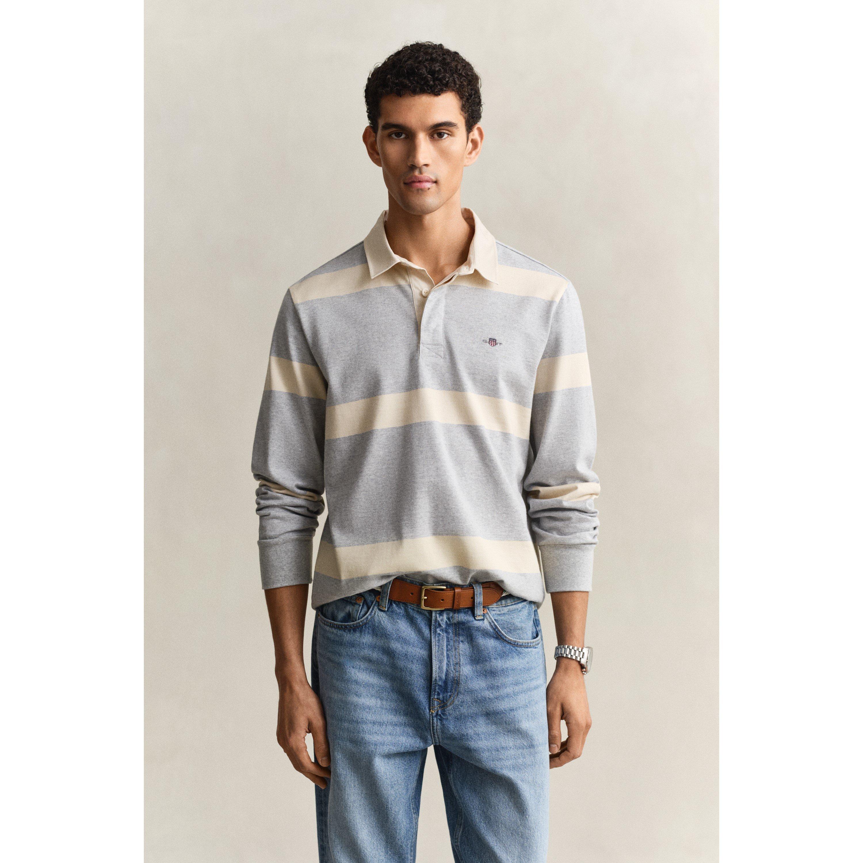 Gant Men's Rugby Polo Shirt - Grey Melange 93 - XL