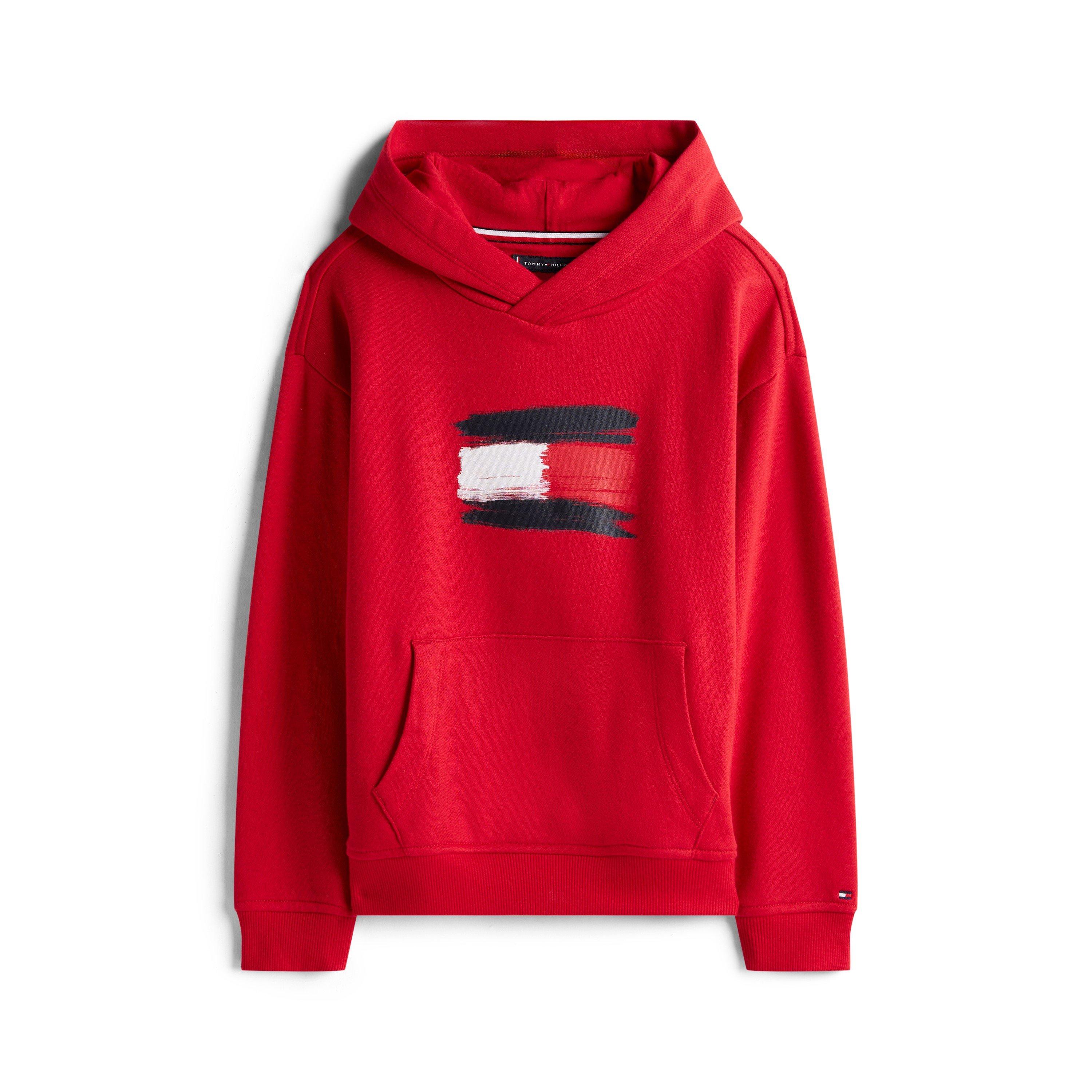 Tommy Hilfiger Boys Kids' Flag Pull Over Hoodie - Red Xld - 14Y